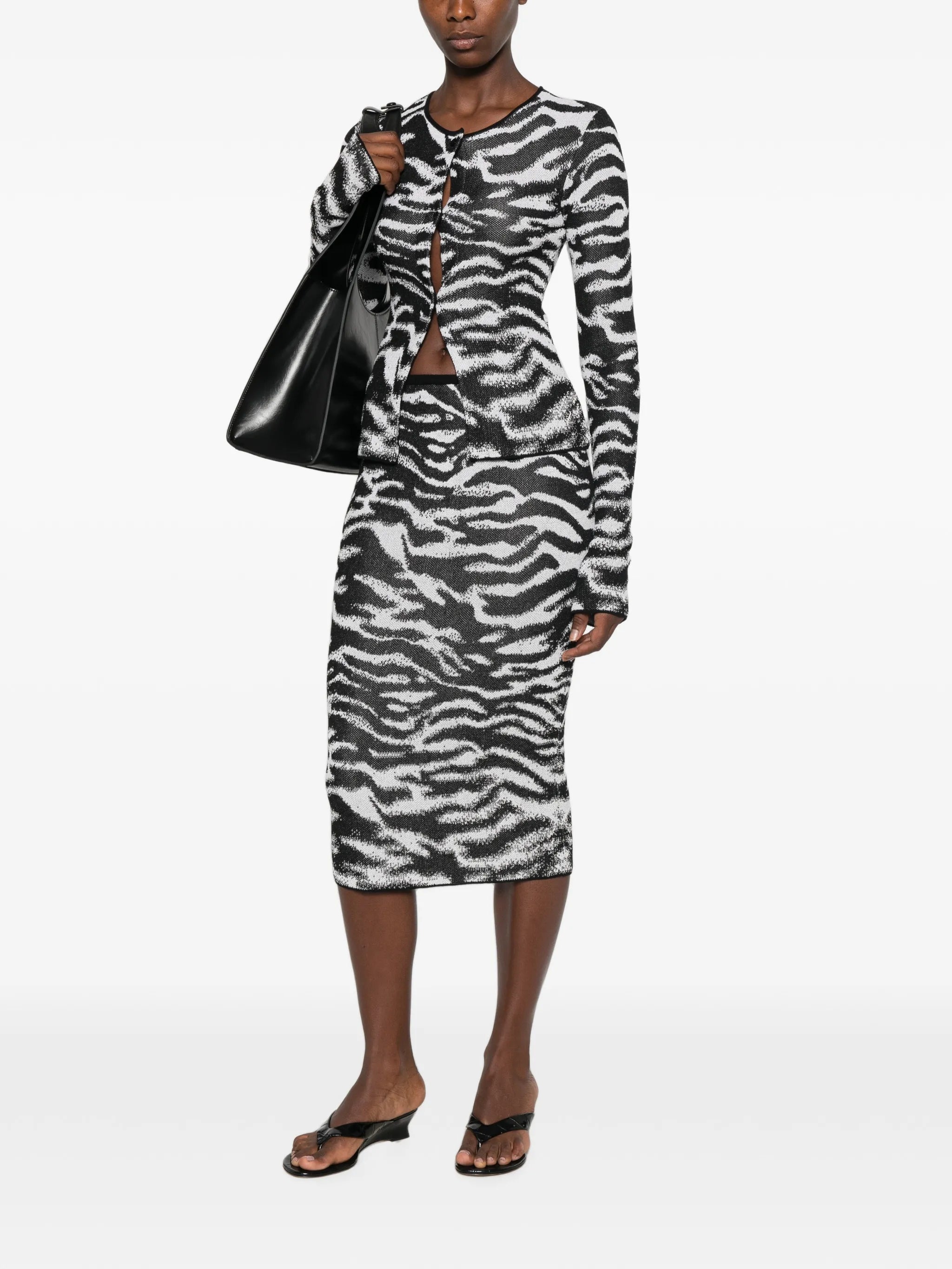 zebra-print long-sleeve cardigan