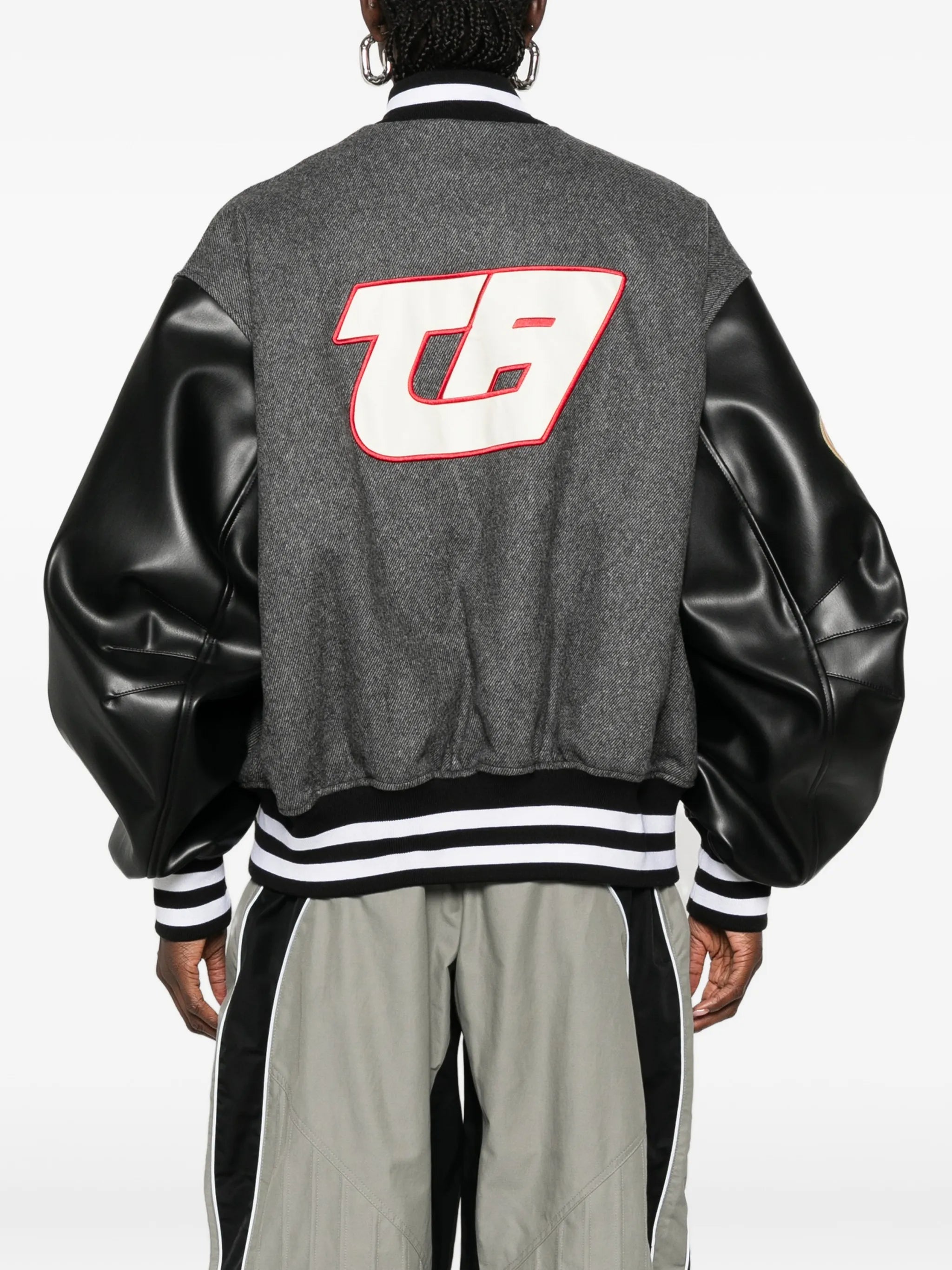 logo-patch panelled bomber jacket