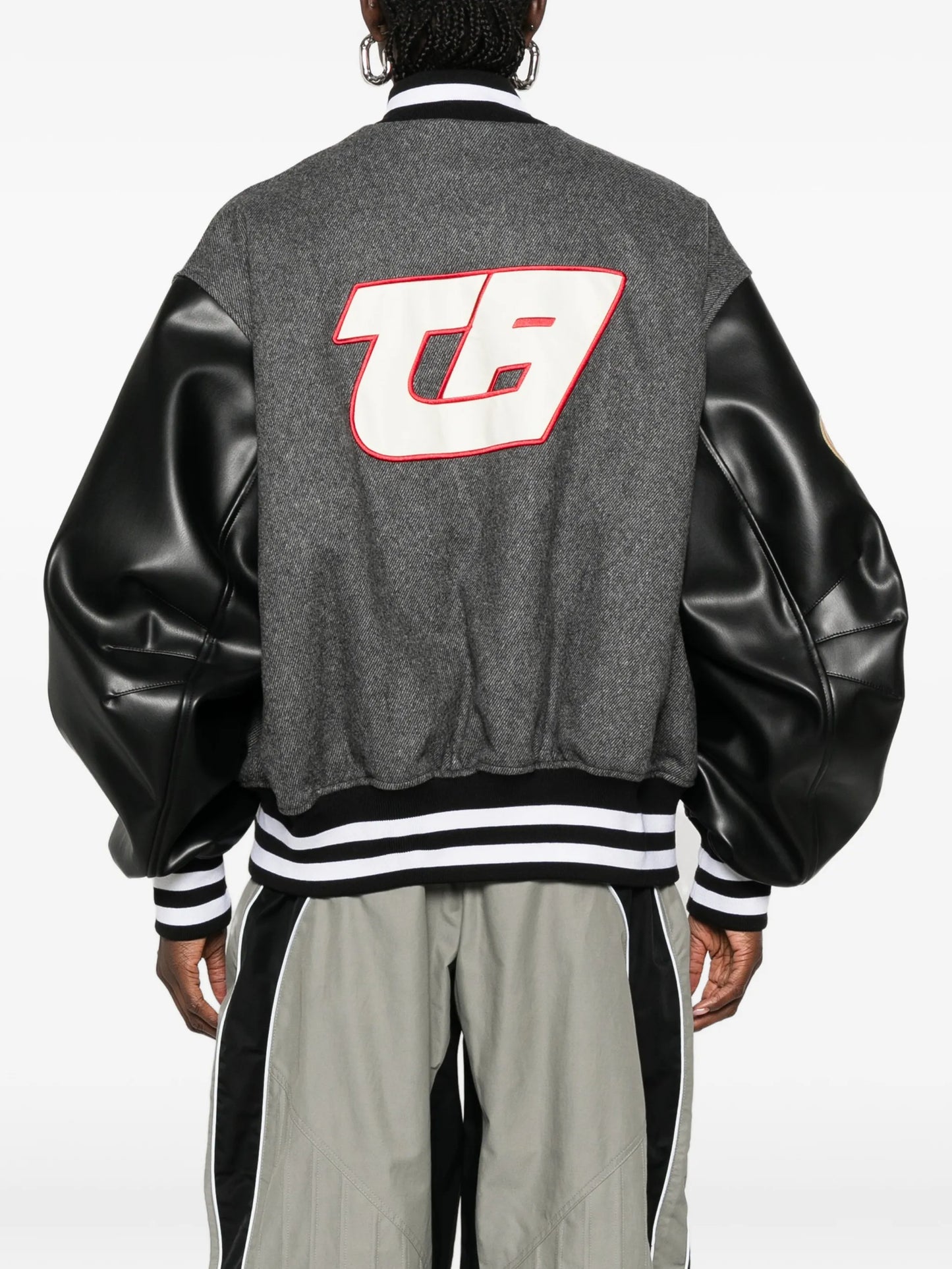 logo-patch panelled bomber jacket