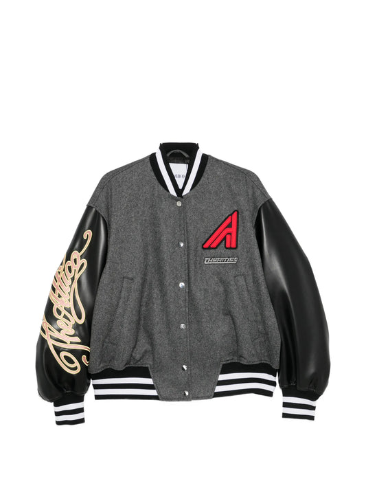 logo-patch panelled bomber jacket
