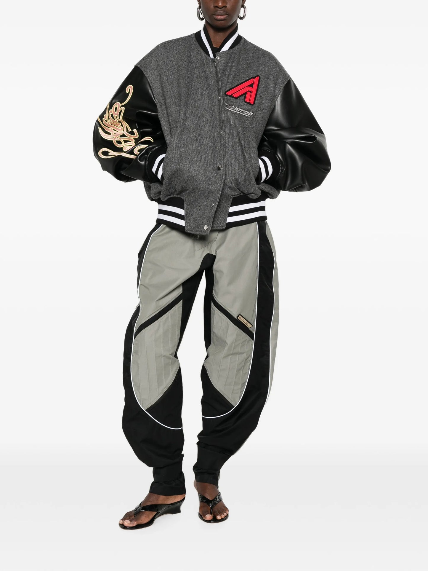 logo-patch panelled bomber jacket