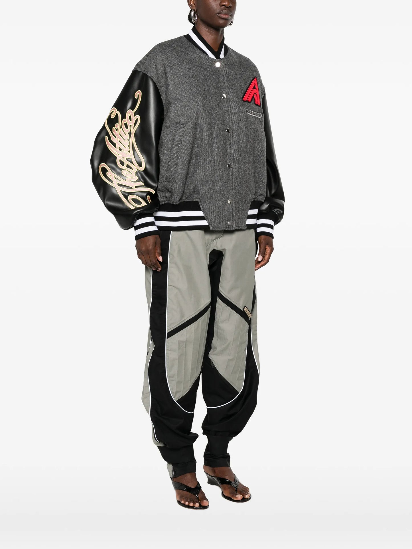 logo-patch panelled bomber jacket