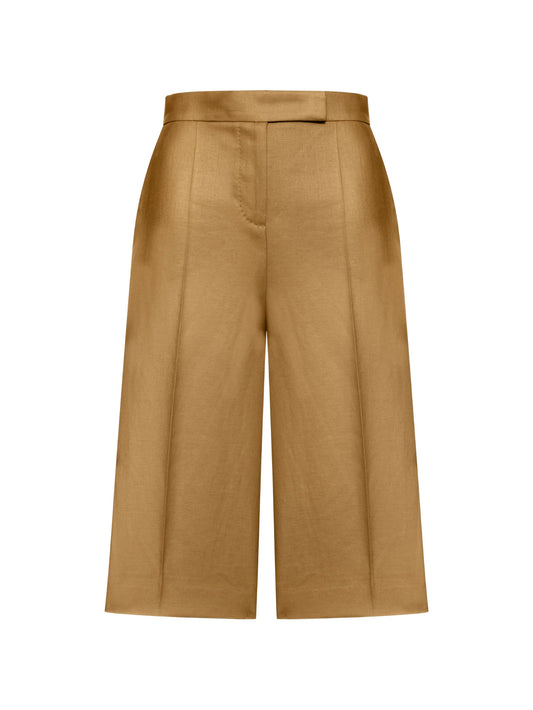 high-waisted pleated shorts