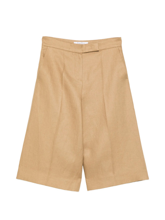 high-waisted pleated shorts