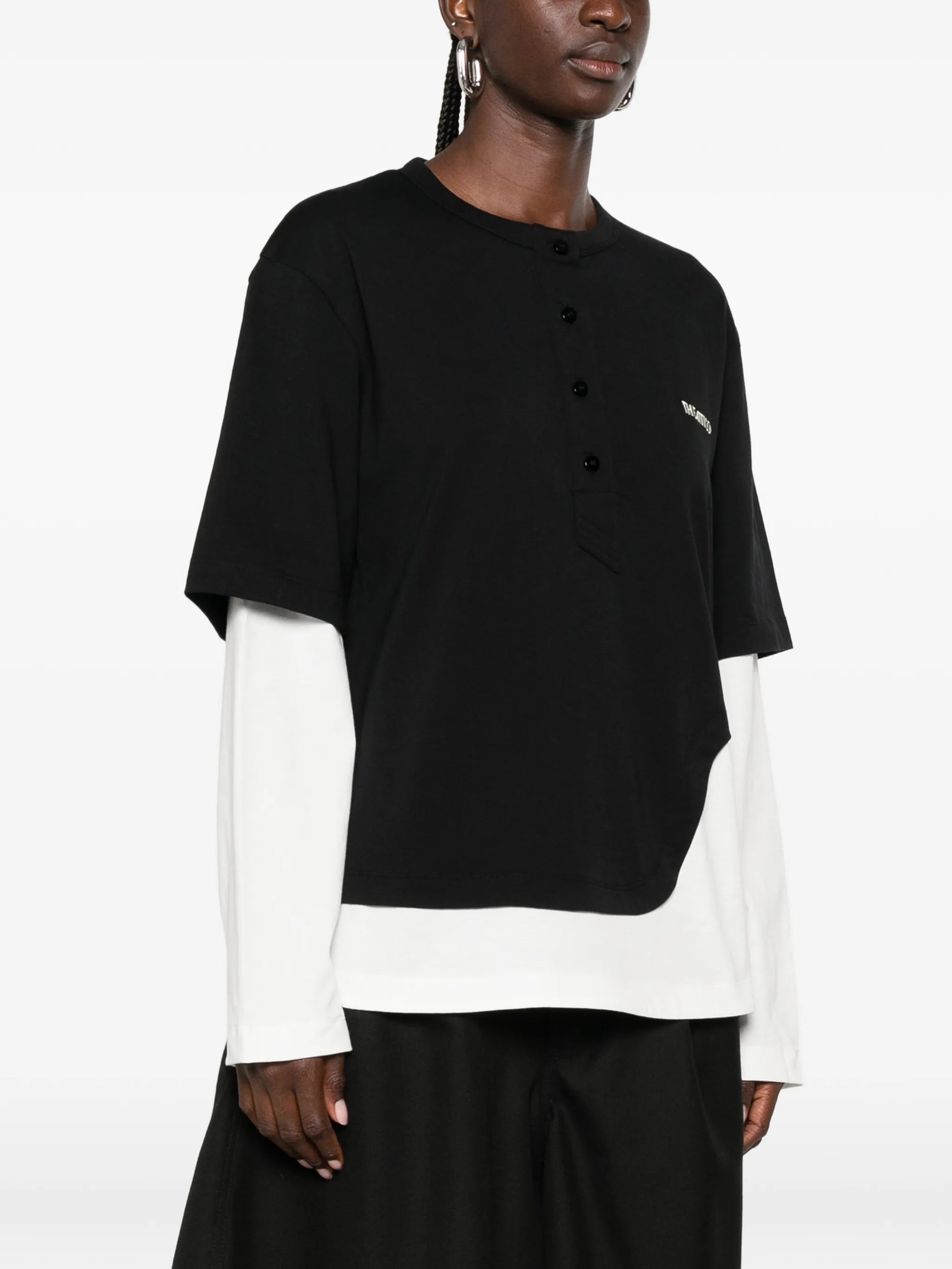 double-layered asymmetric T-shirt