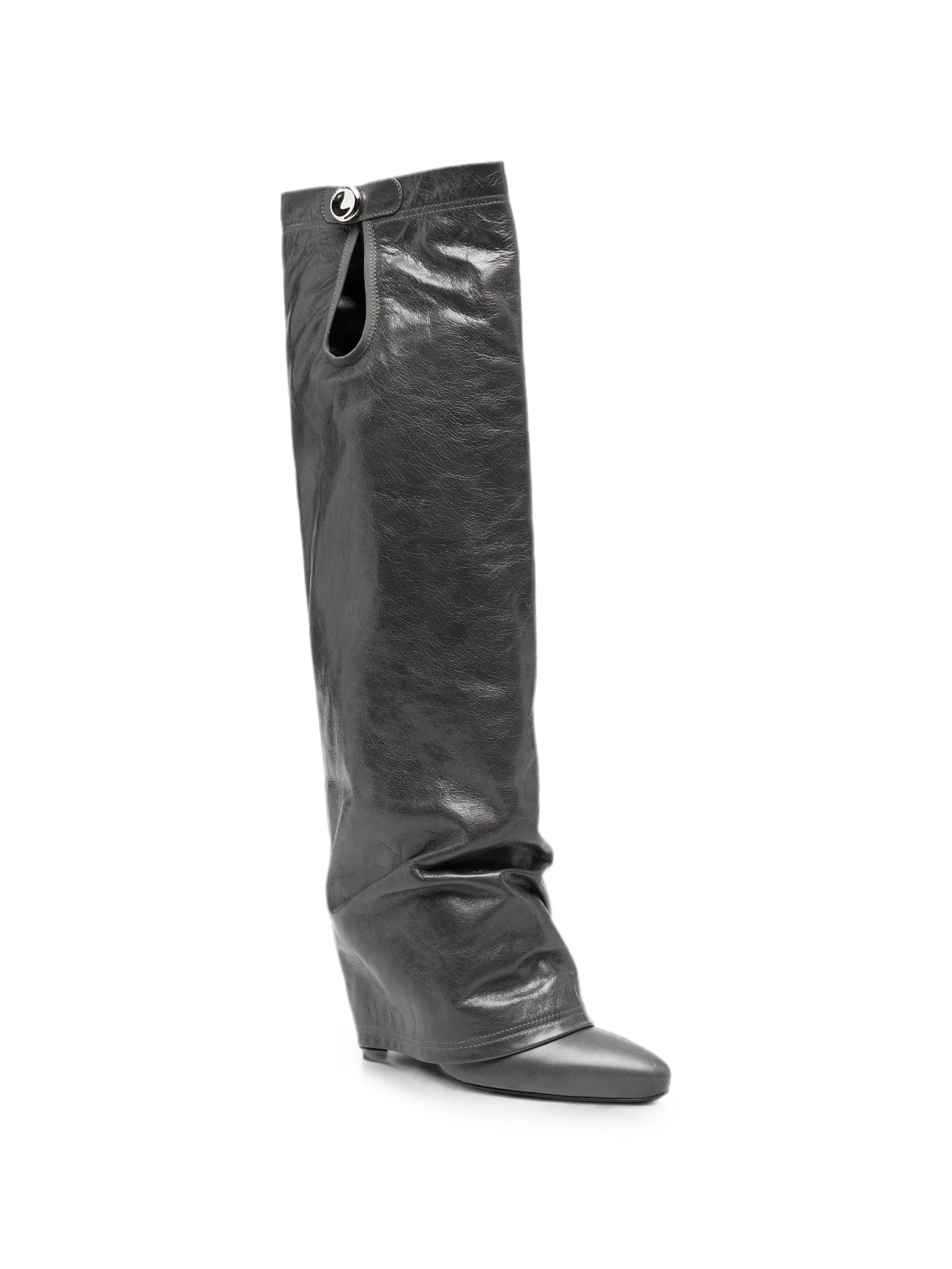 Leon folded-design knee-high boots