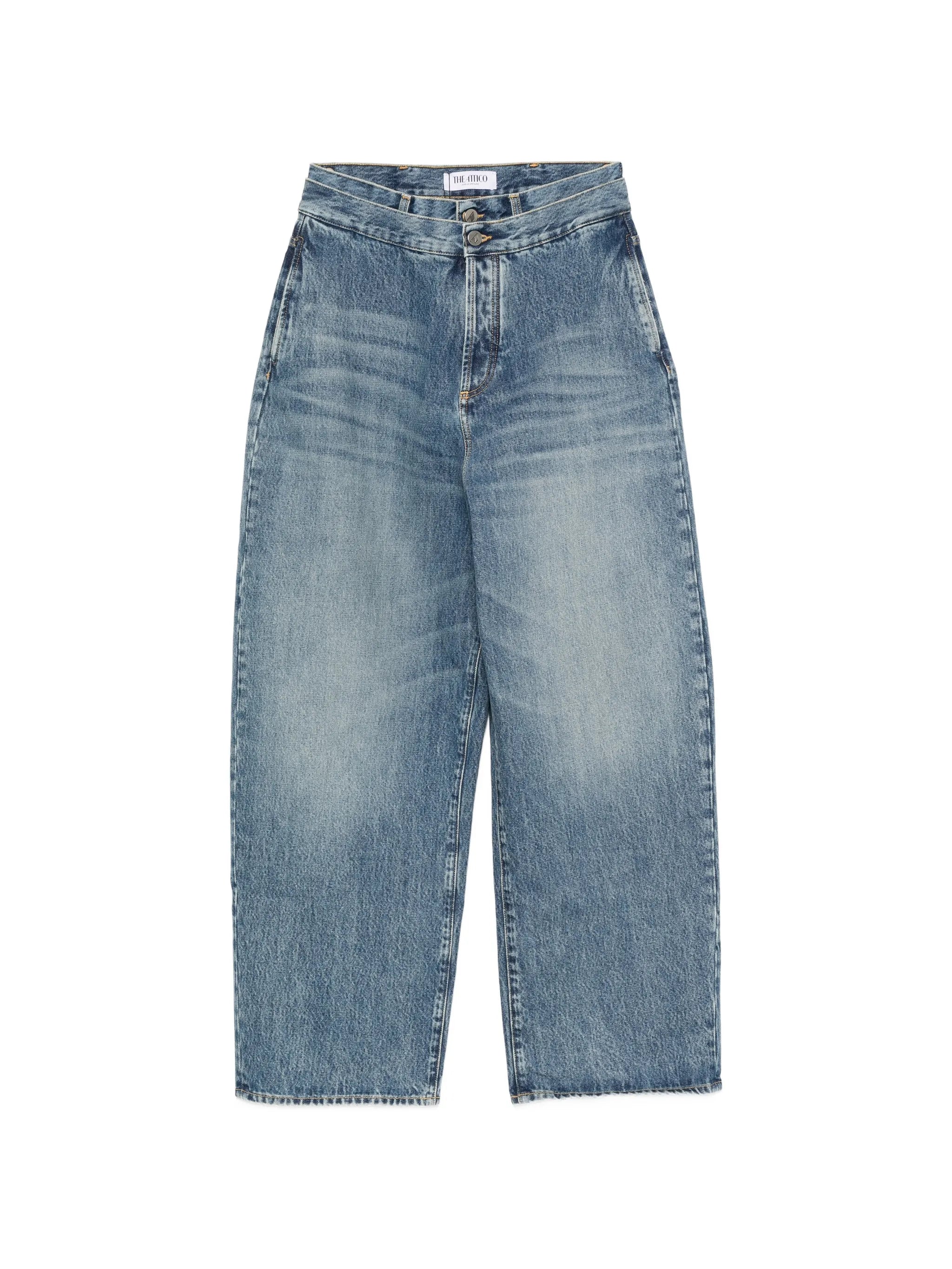 double-waist wide-leg jeans