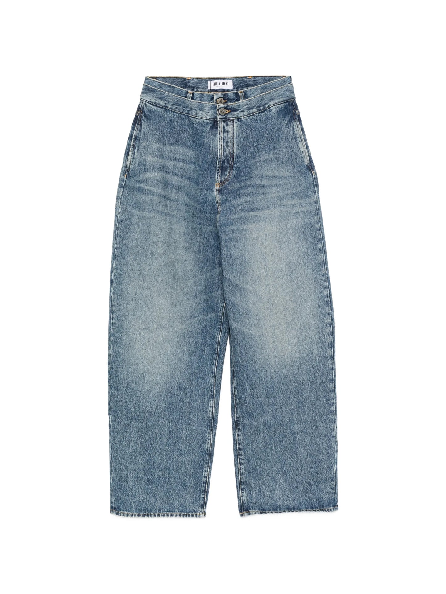 double-waist wide-leg jeans