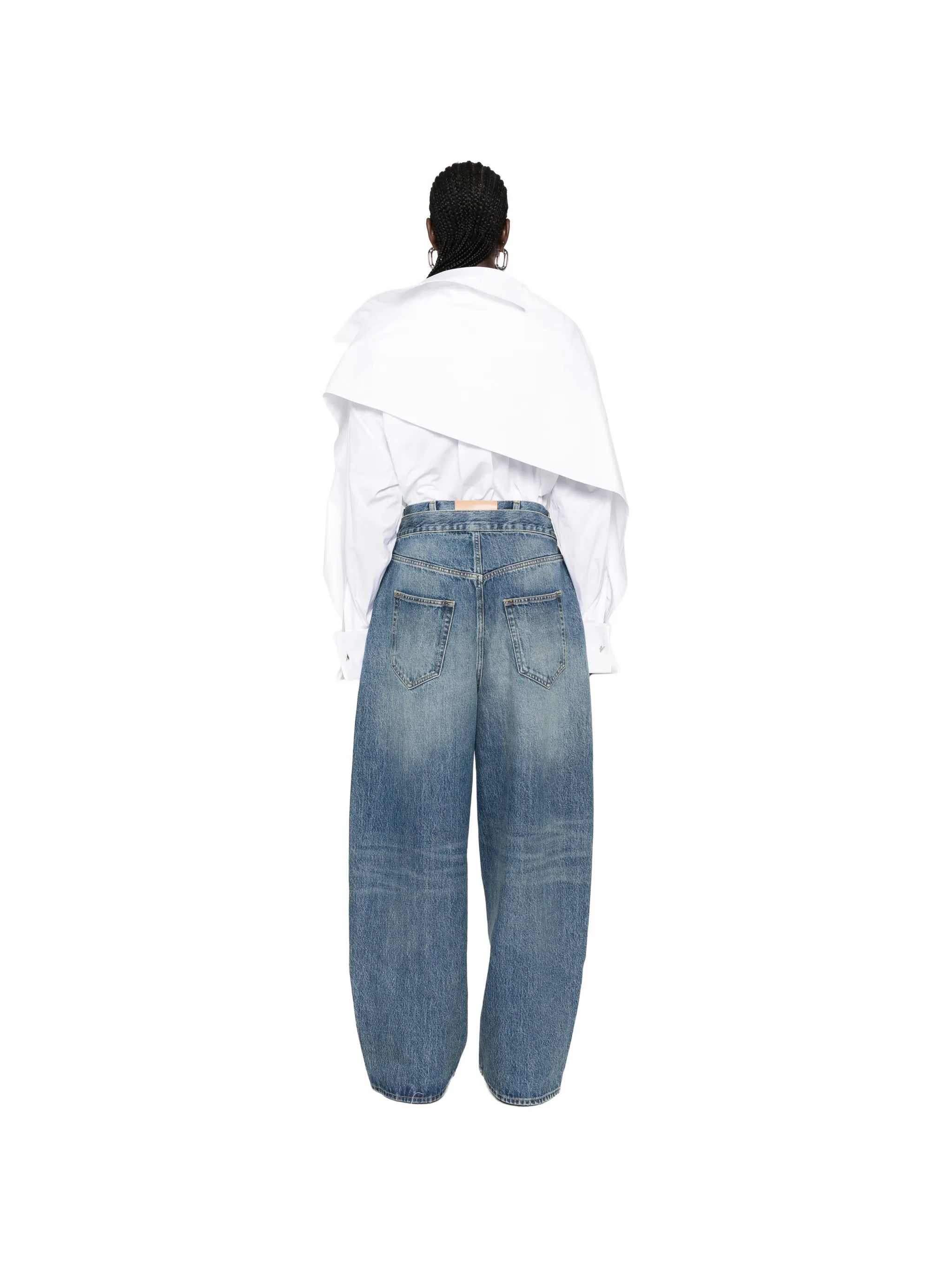 double-waist wide-leg jeans