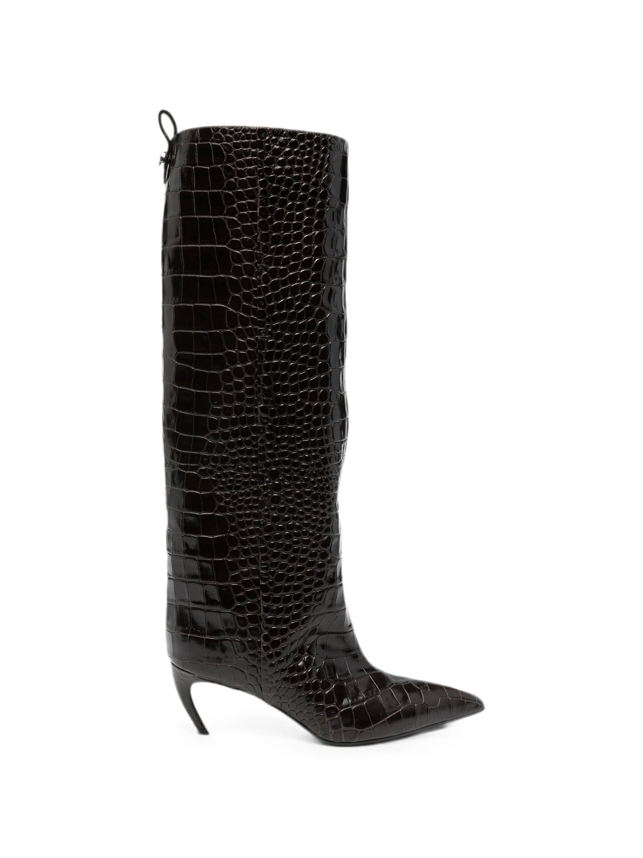 Lea croc-effect leather knee-high boots