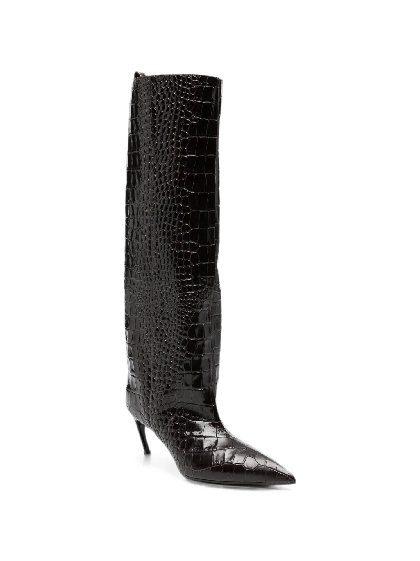 Lea croc-effect leather knee-high boots