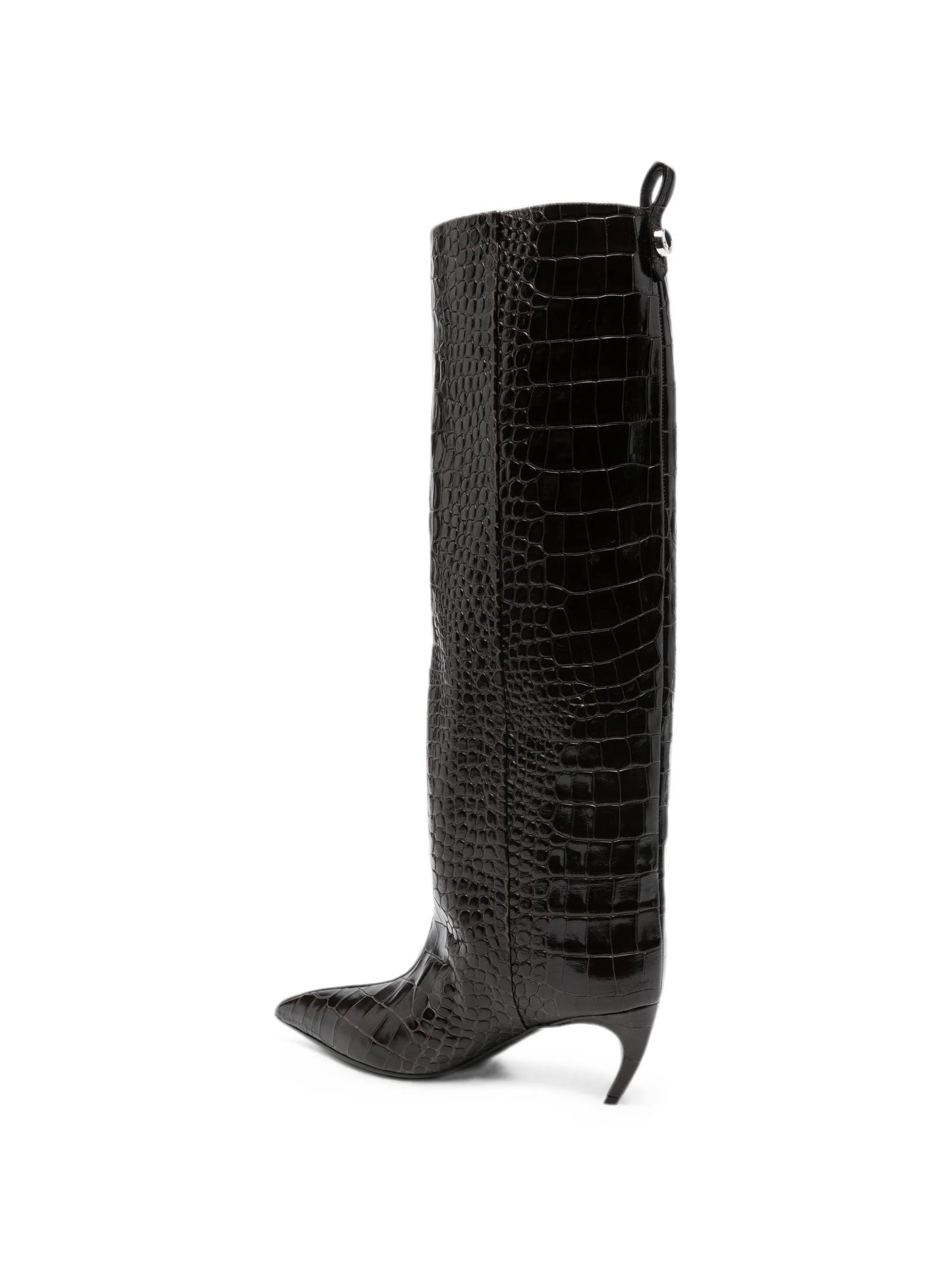 Lea croc-effect leather knee-high boots