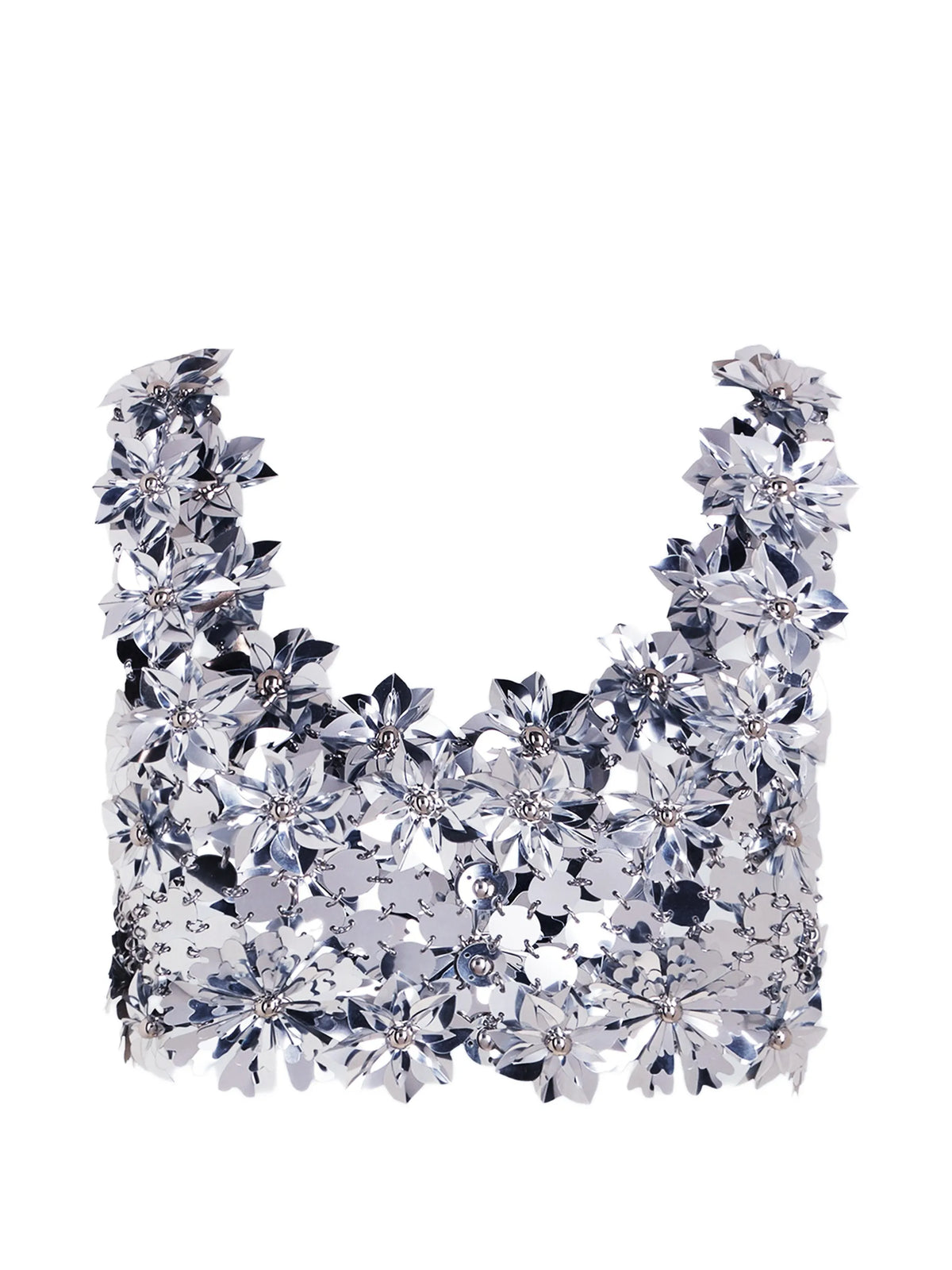 sleeveless bralette top in assemblage with flower details