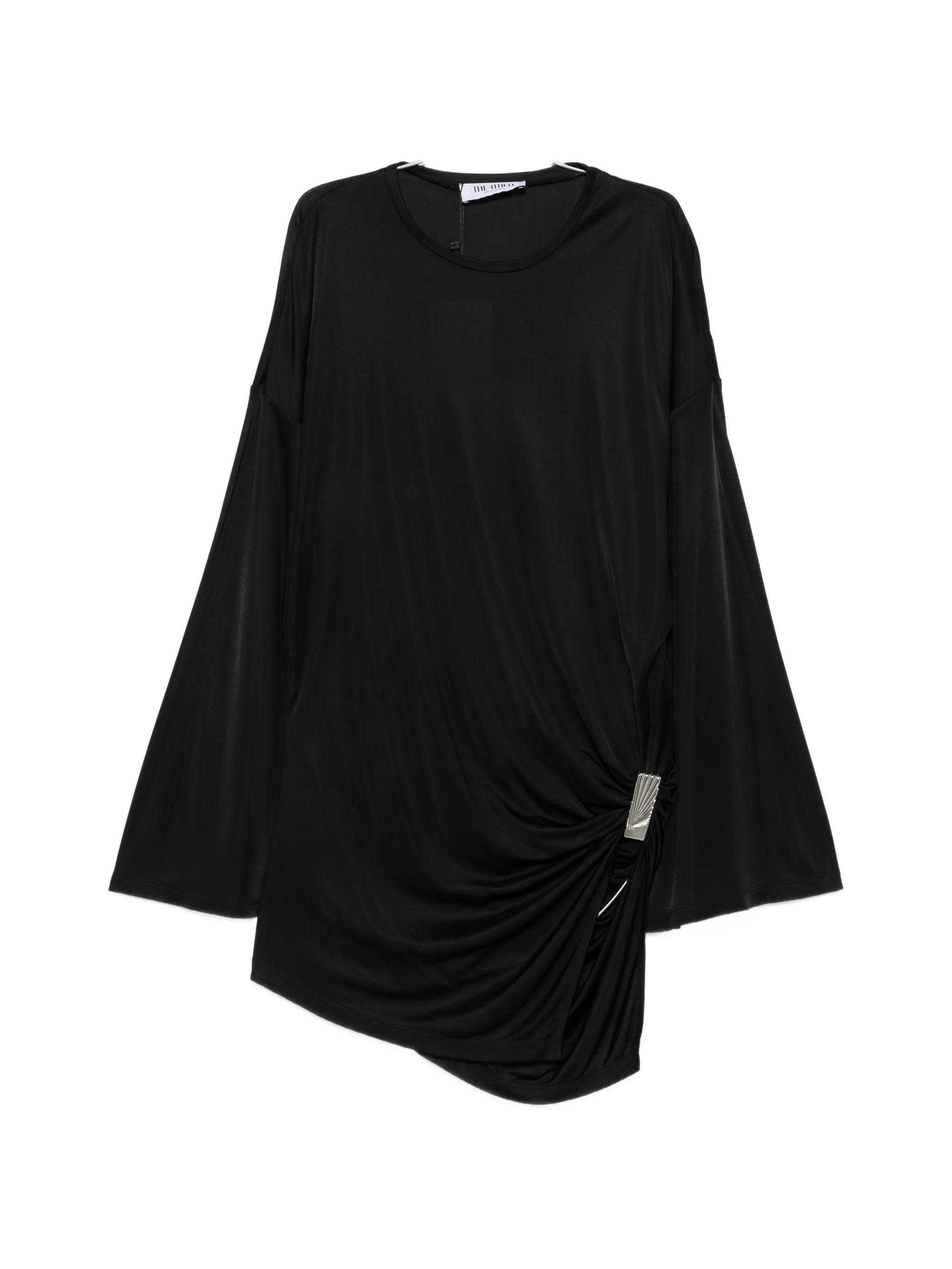 draped-detail long-sleeve mini dress