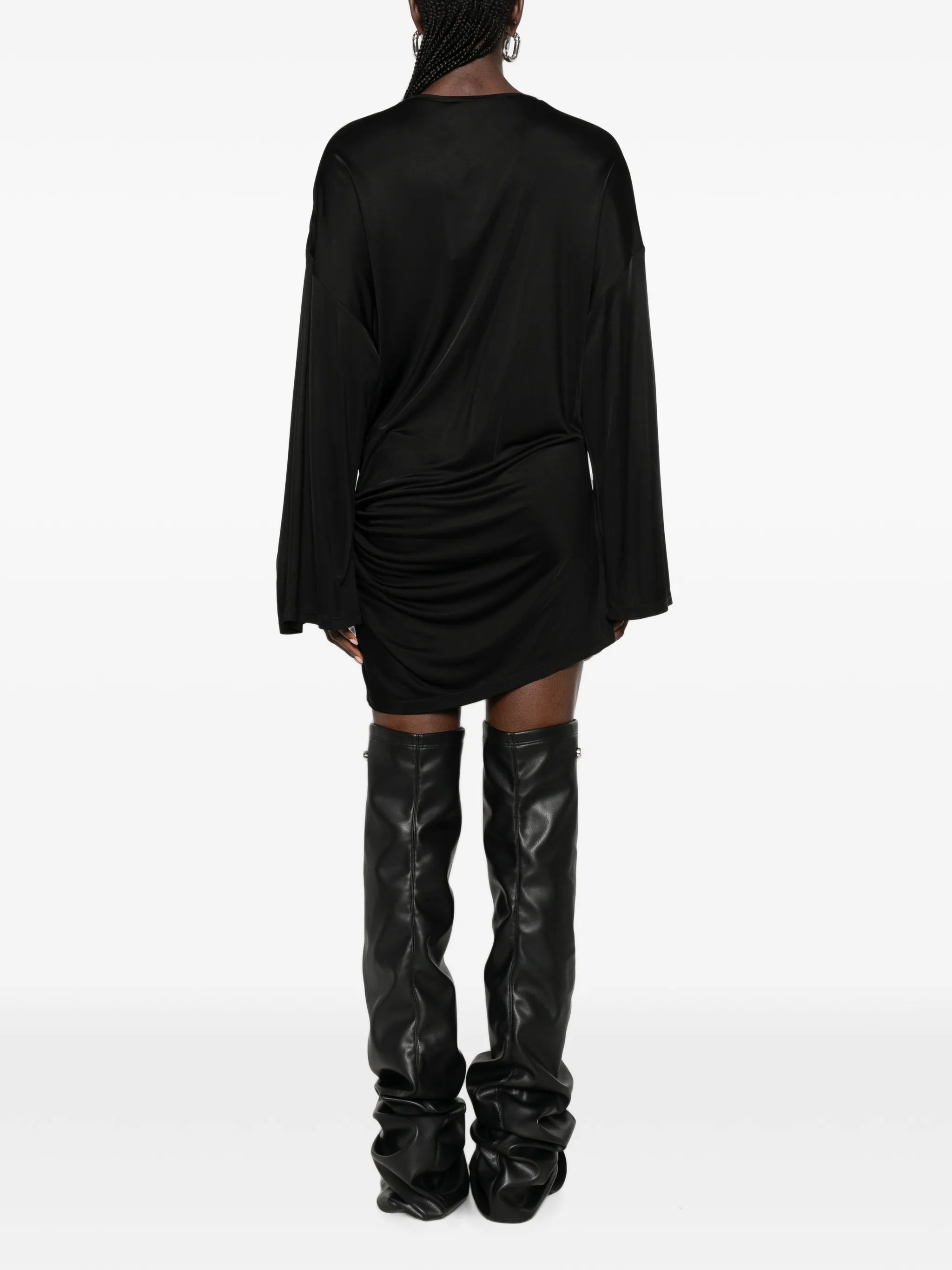 draped-detail long-sleeve mini dress