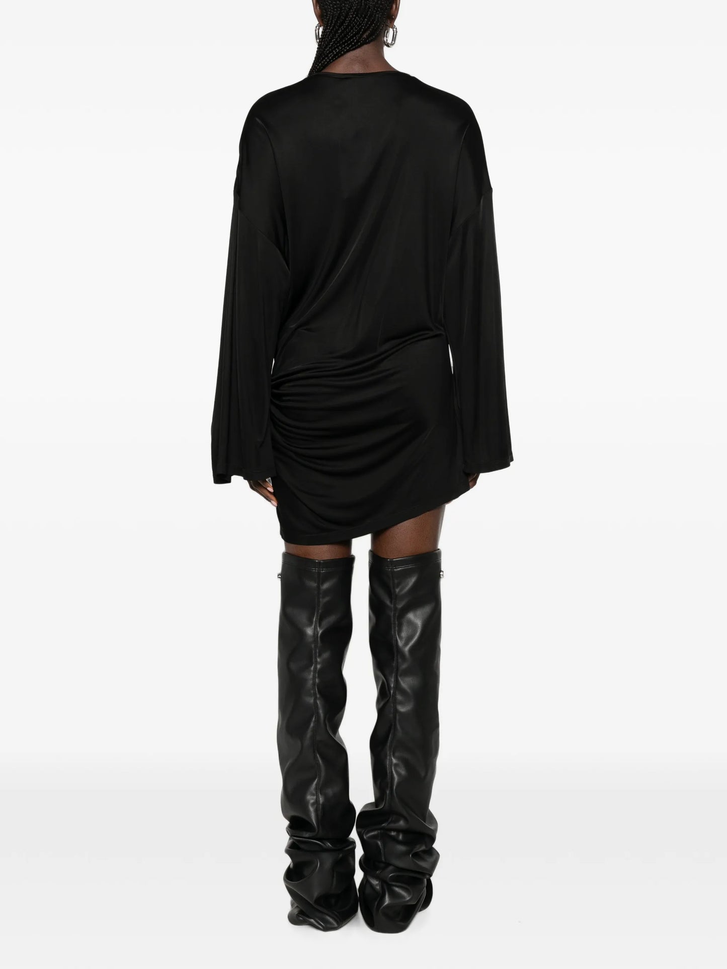 draped-detail long-sleeve mini dress