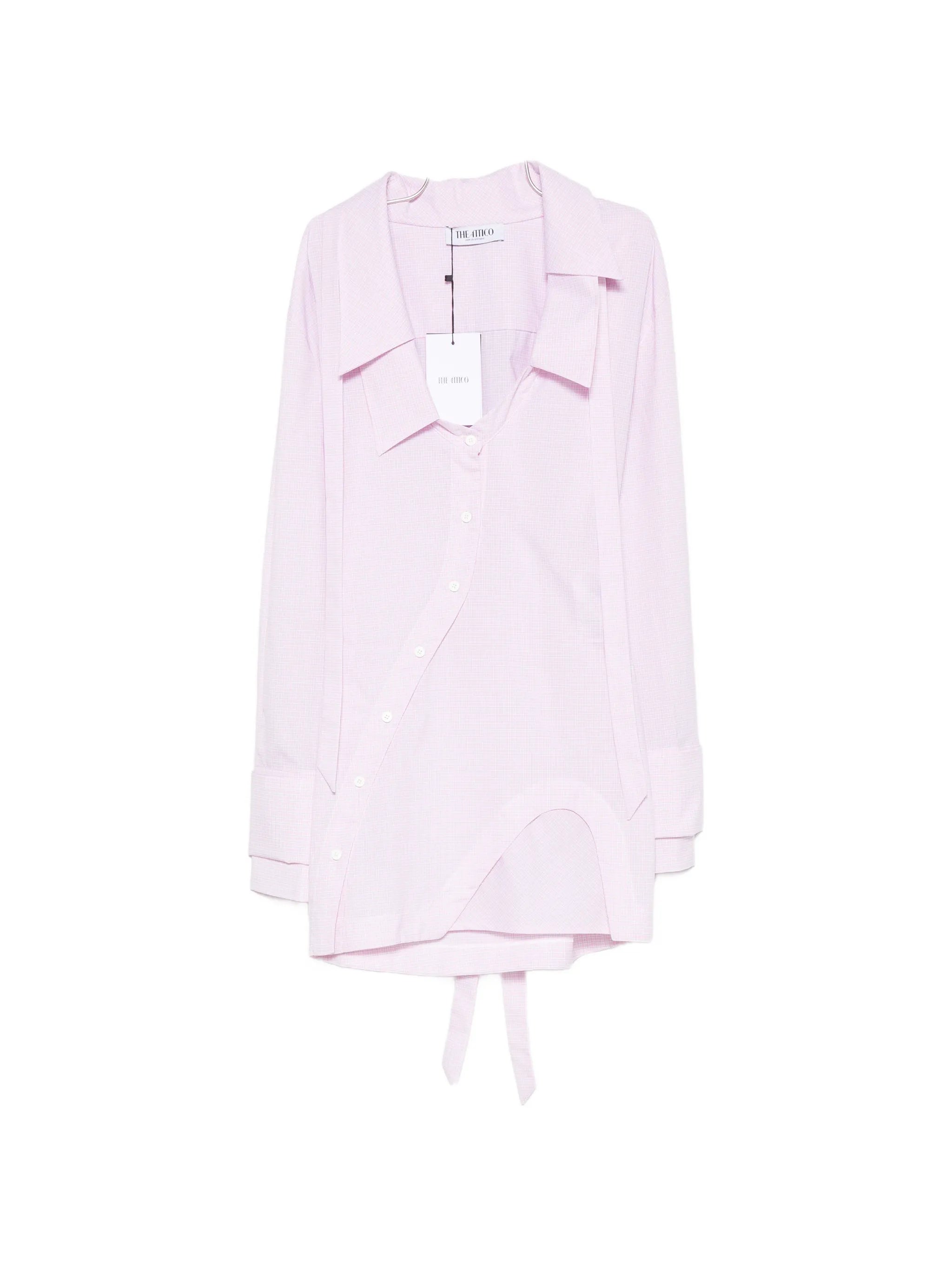 check-pattern asymmetric-button mini dress