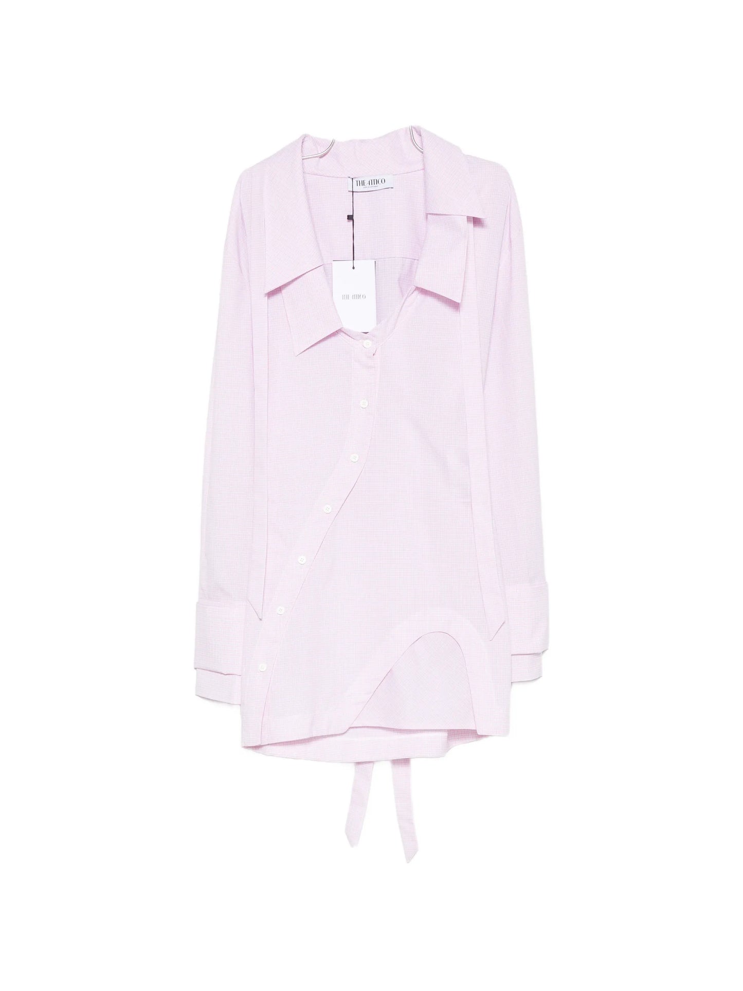 check-pattern asymmetric-button mini dress