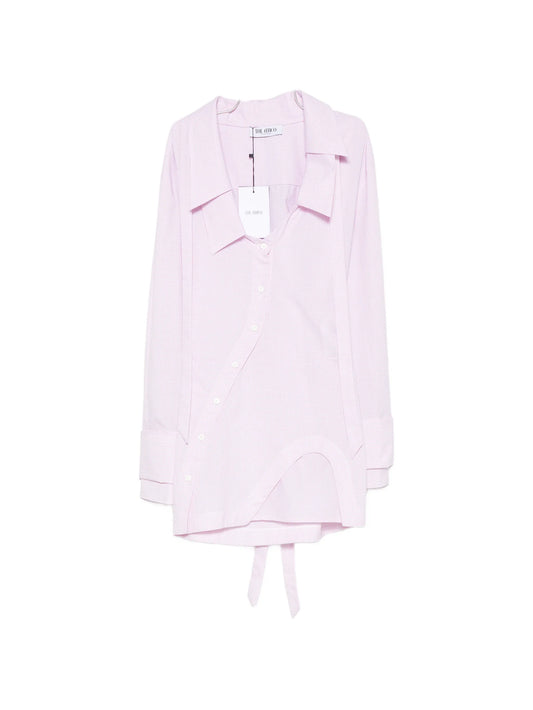 check-pattern asymmetric-button mini dress