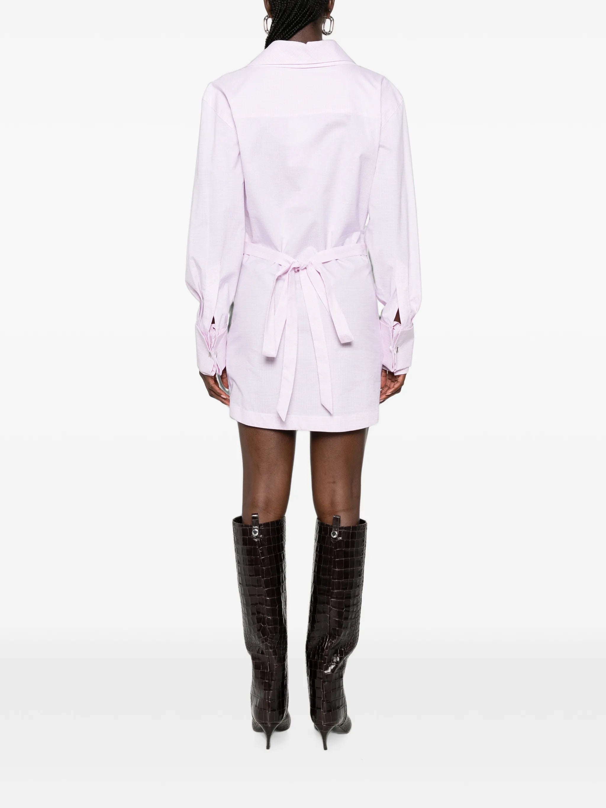 check-pattern asymmetric-button mini dress