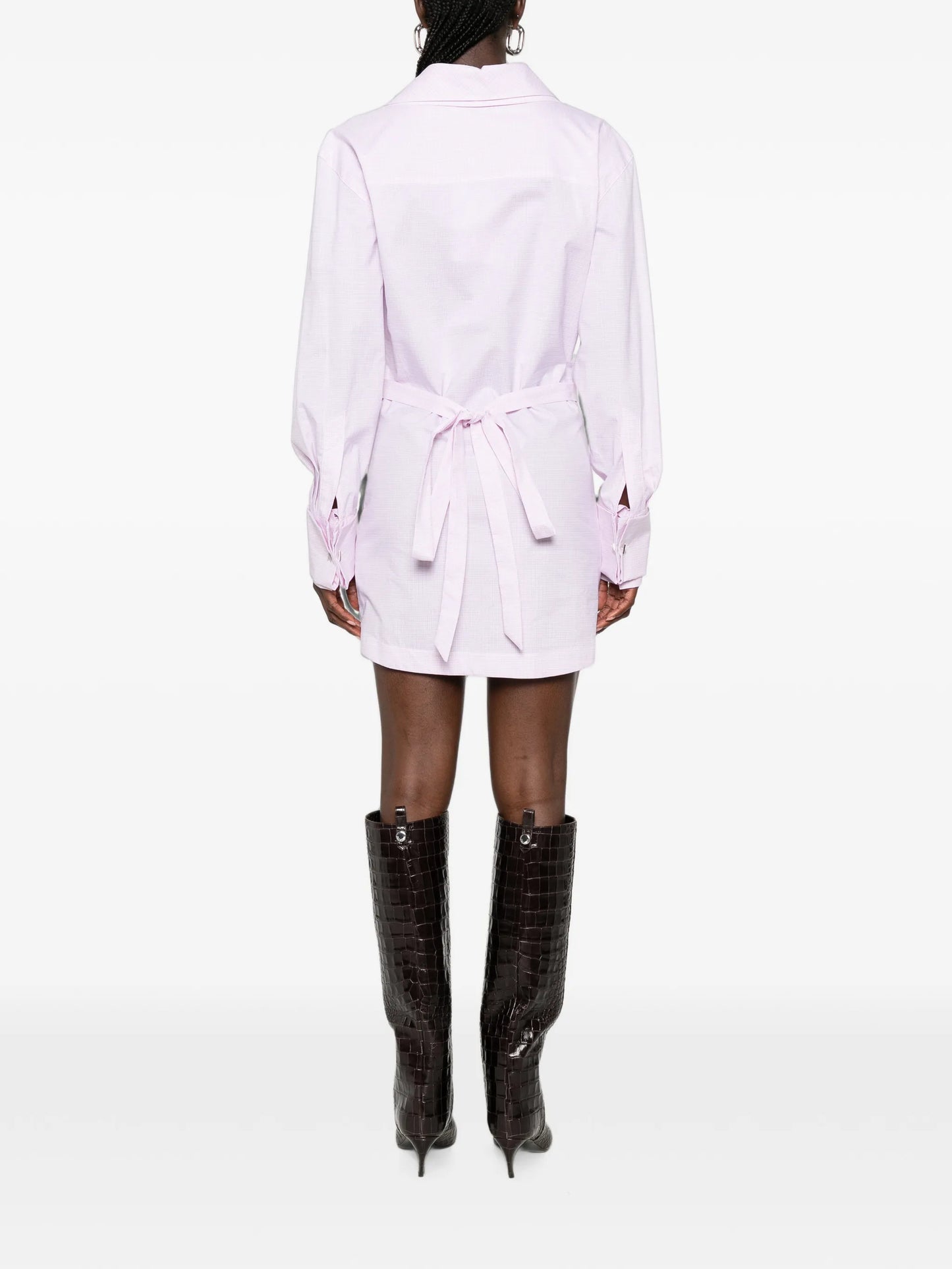 check-pattern asymmetric-button mini dress