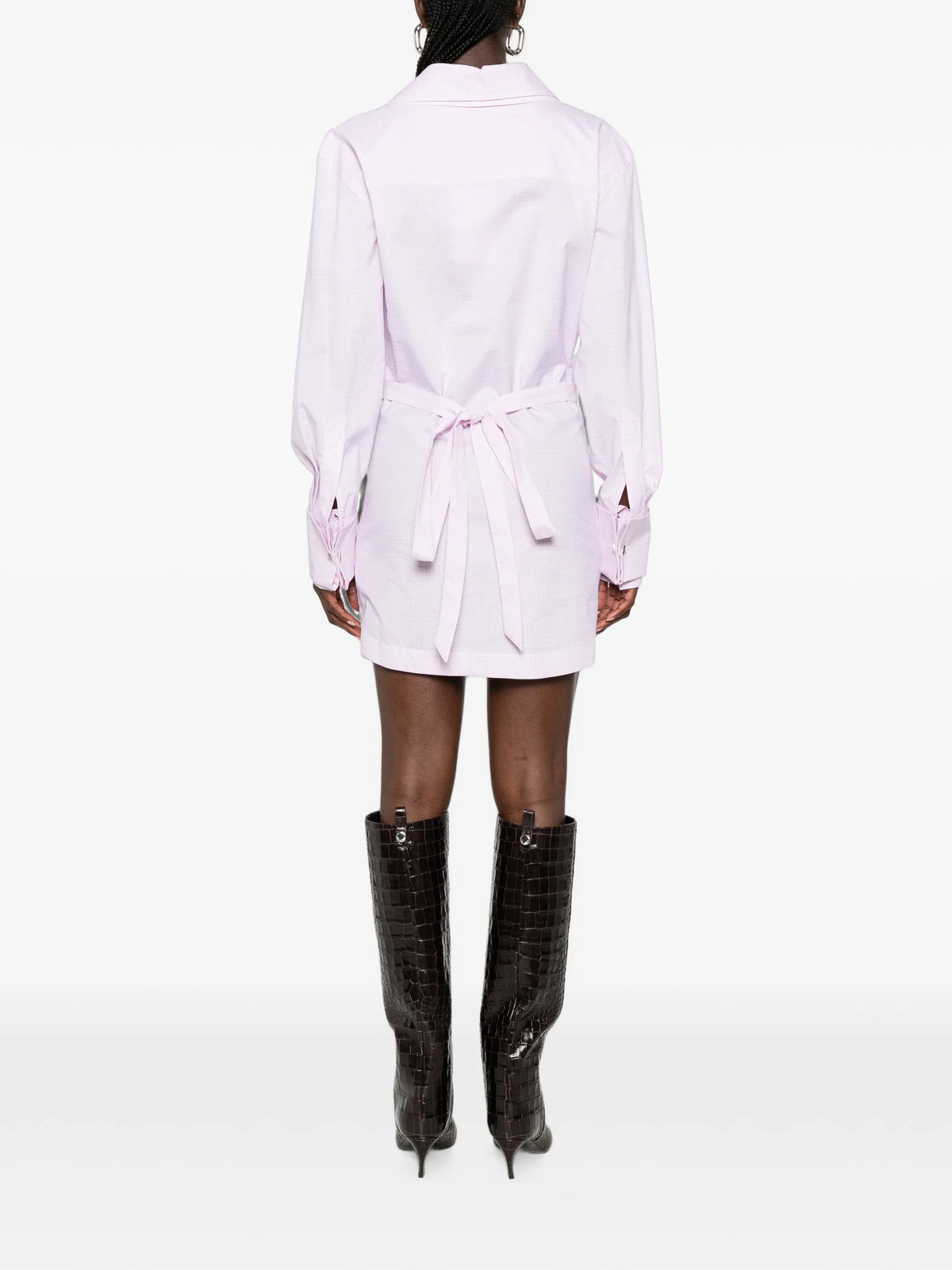 check-pattern asymmetric-button mini dress