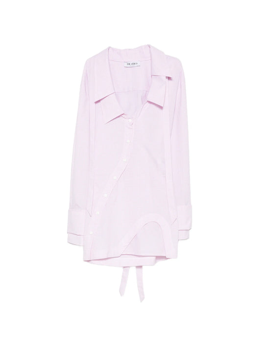 check-pattern asymmetric-button mini dress
