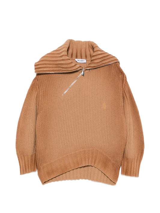 ribbed-knit asymmetric-hem knitwear
