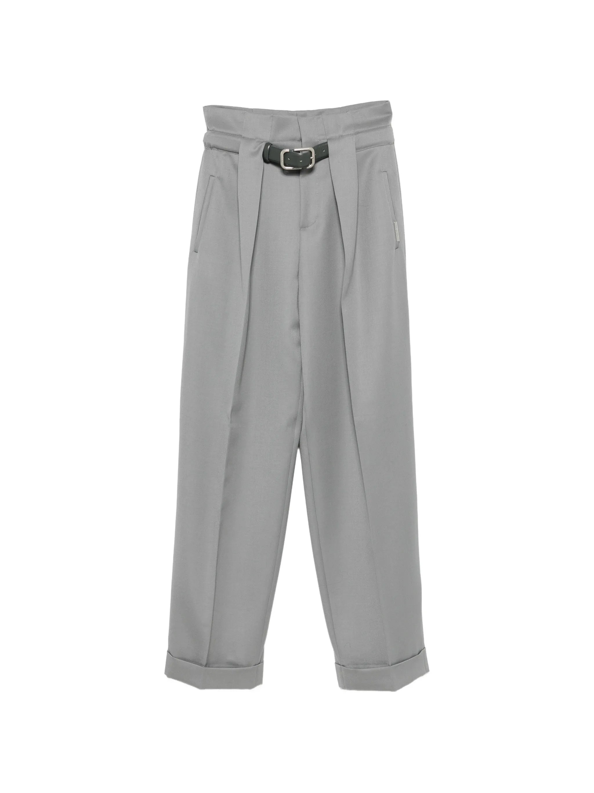 pleated belted trousers