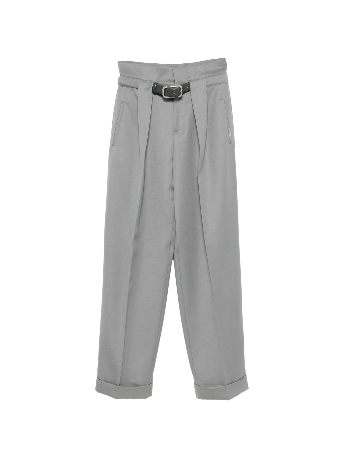 pleated belted trousers