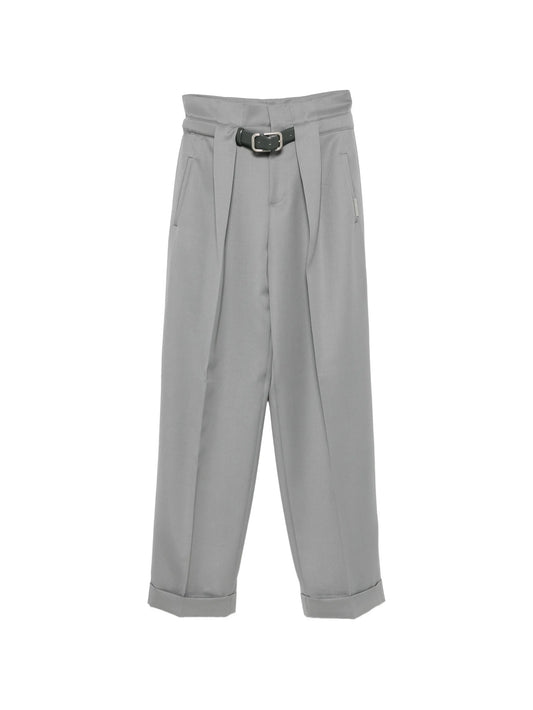 pleated belted trousers