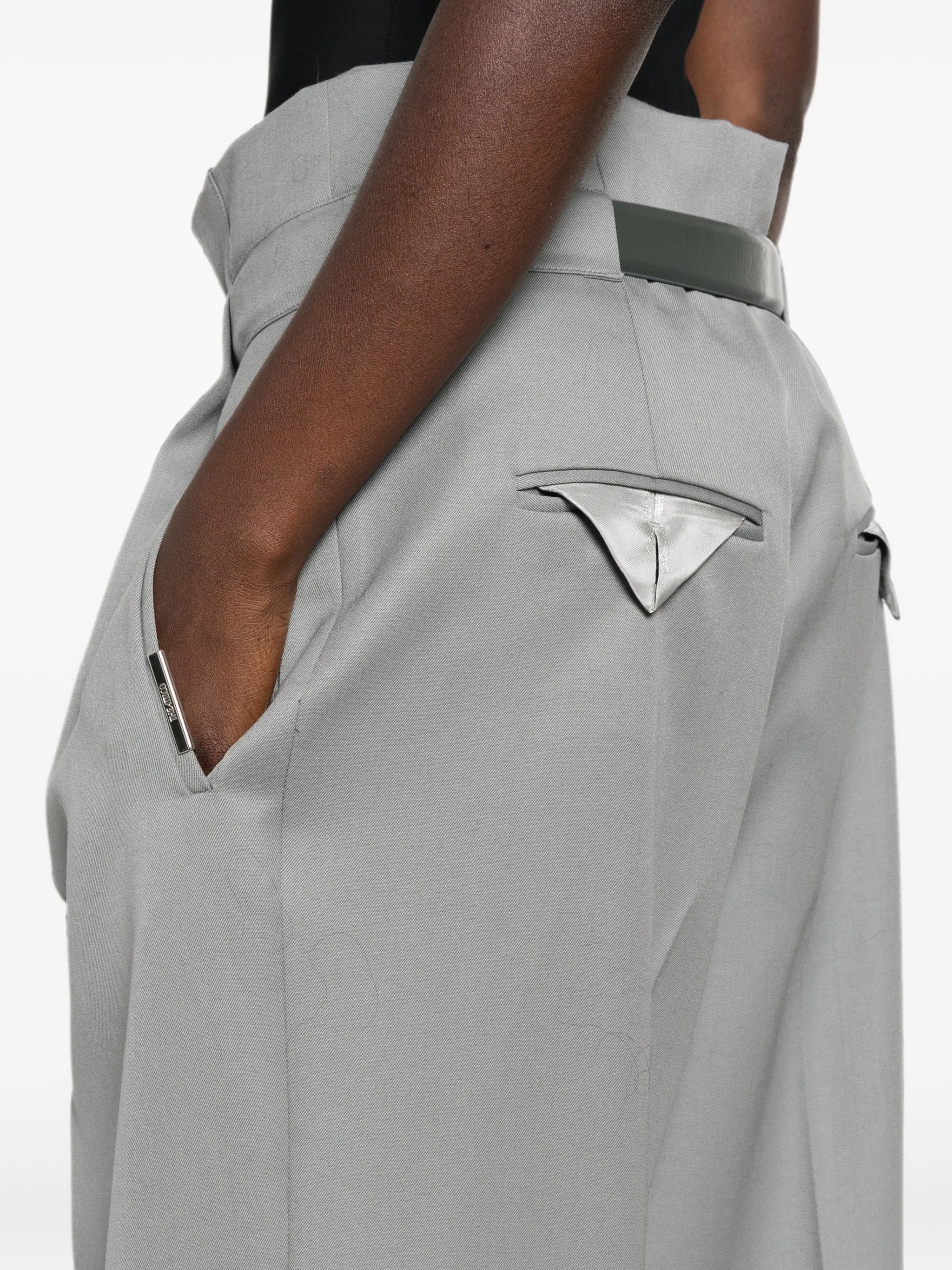 pleated belted trousers