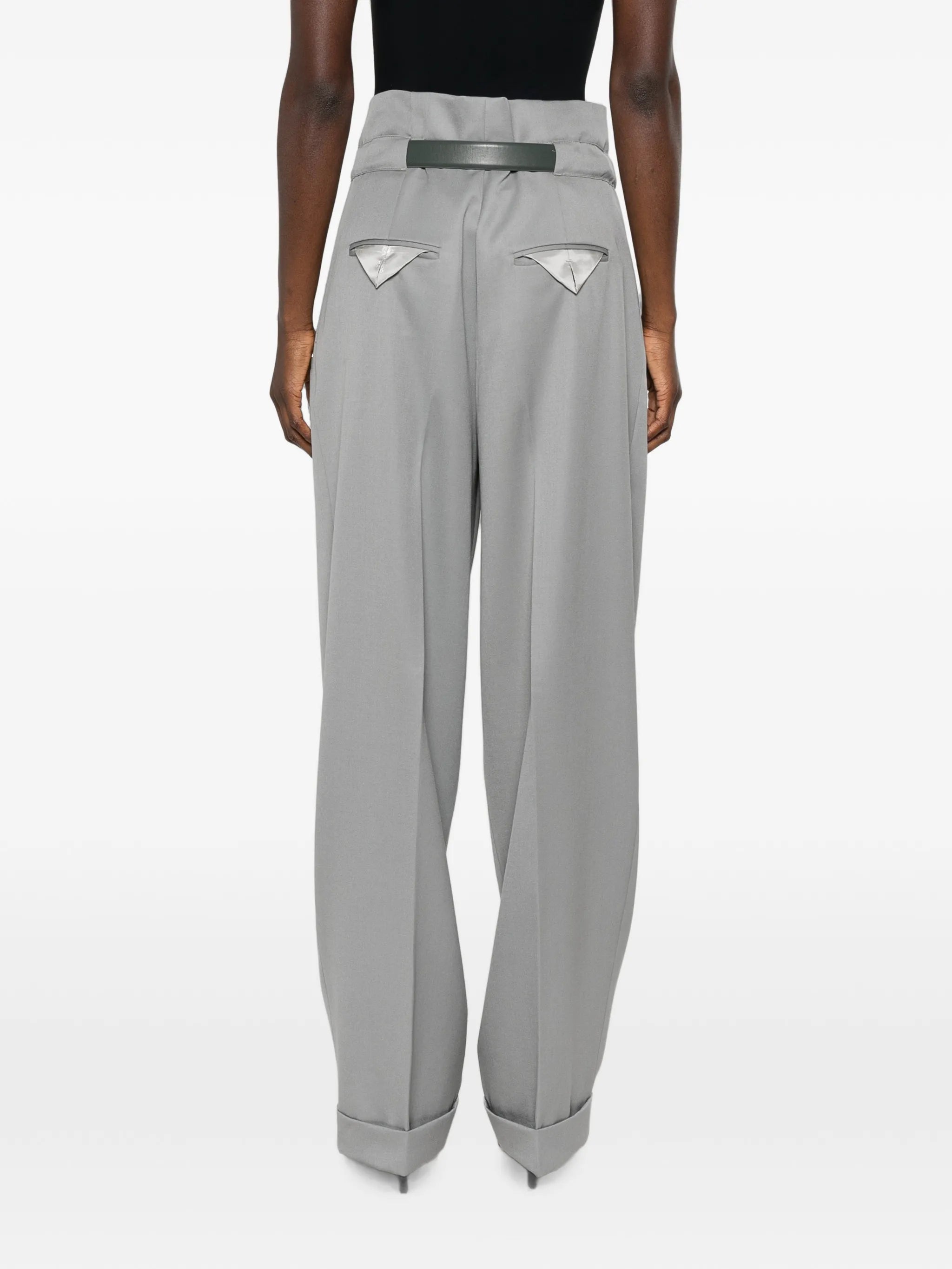 pleated belted trousers