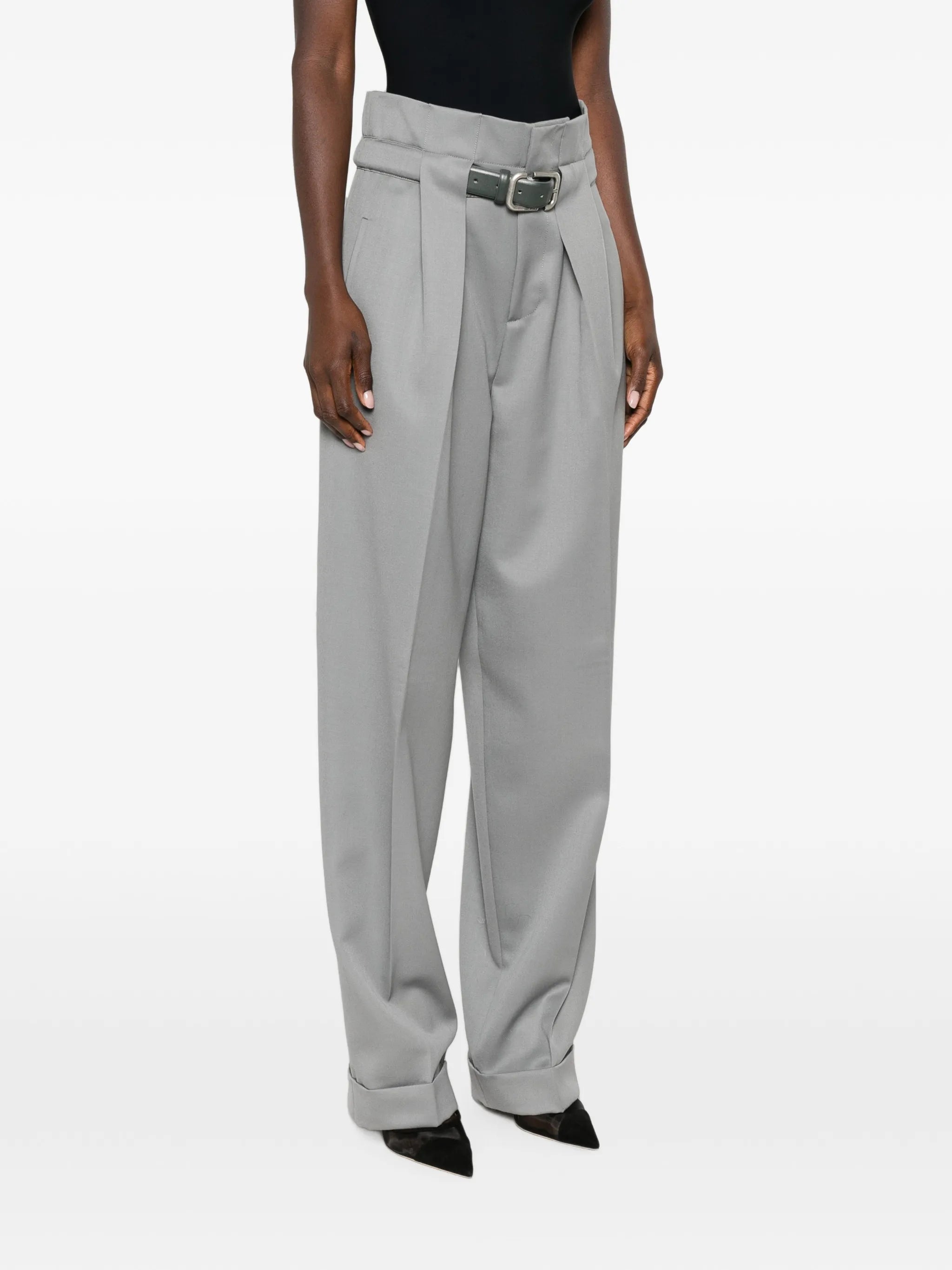 pleated belted trousers