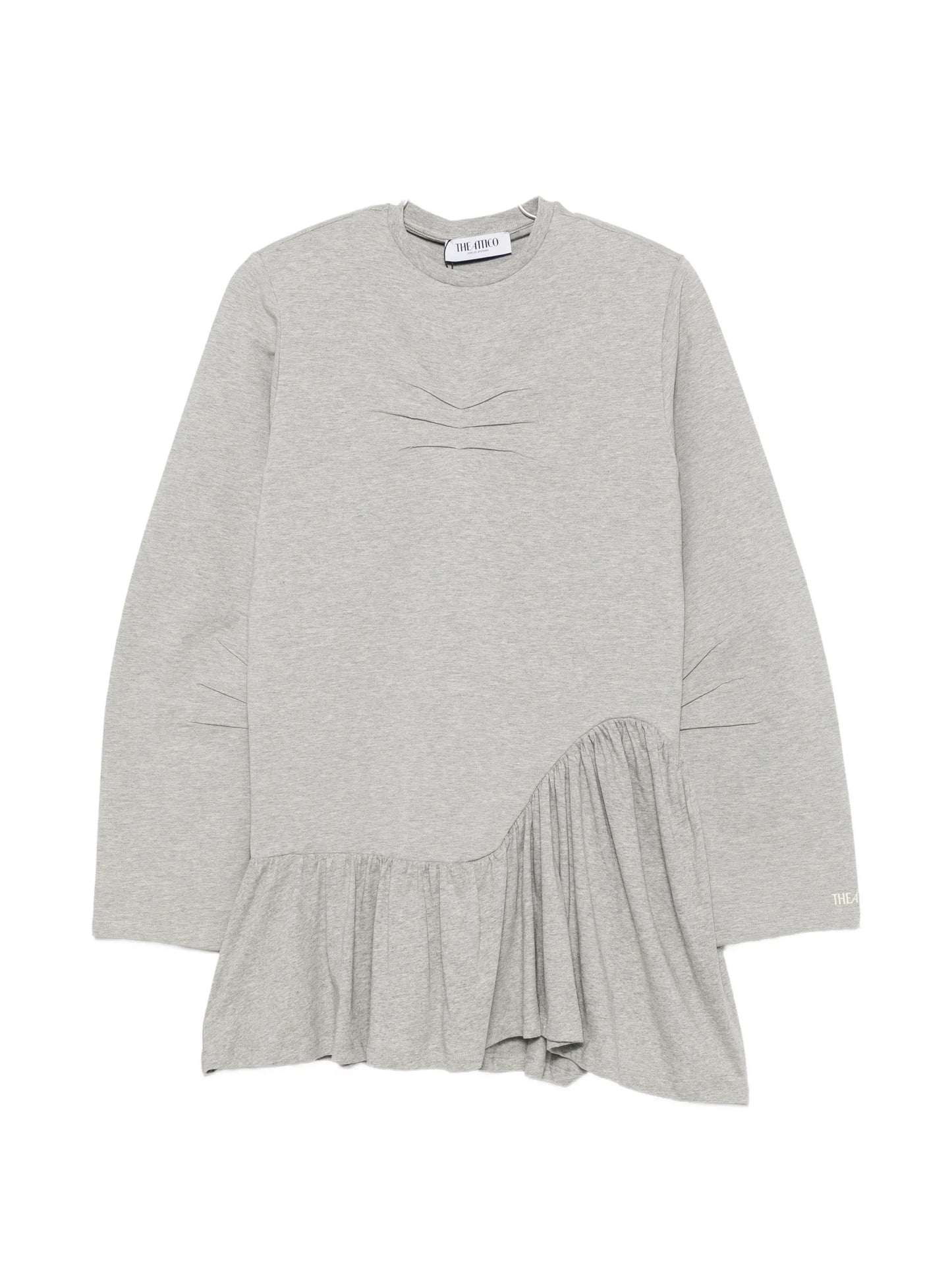 pleated long-sleeve mini dress