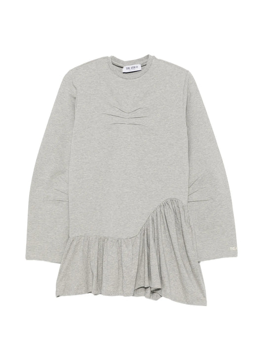 pleated long-sleeve mini dress