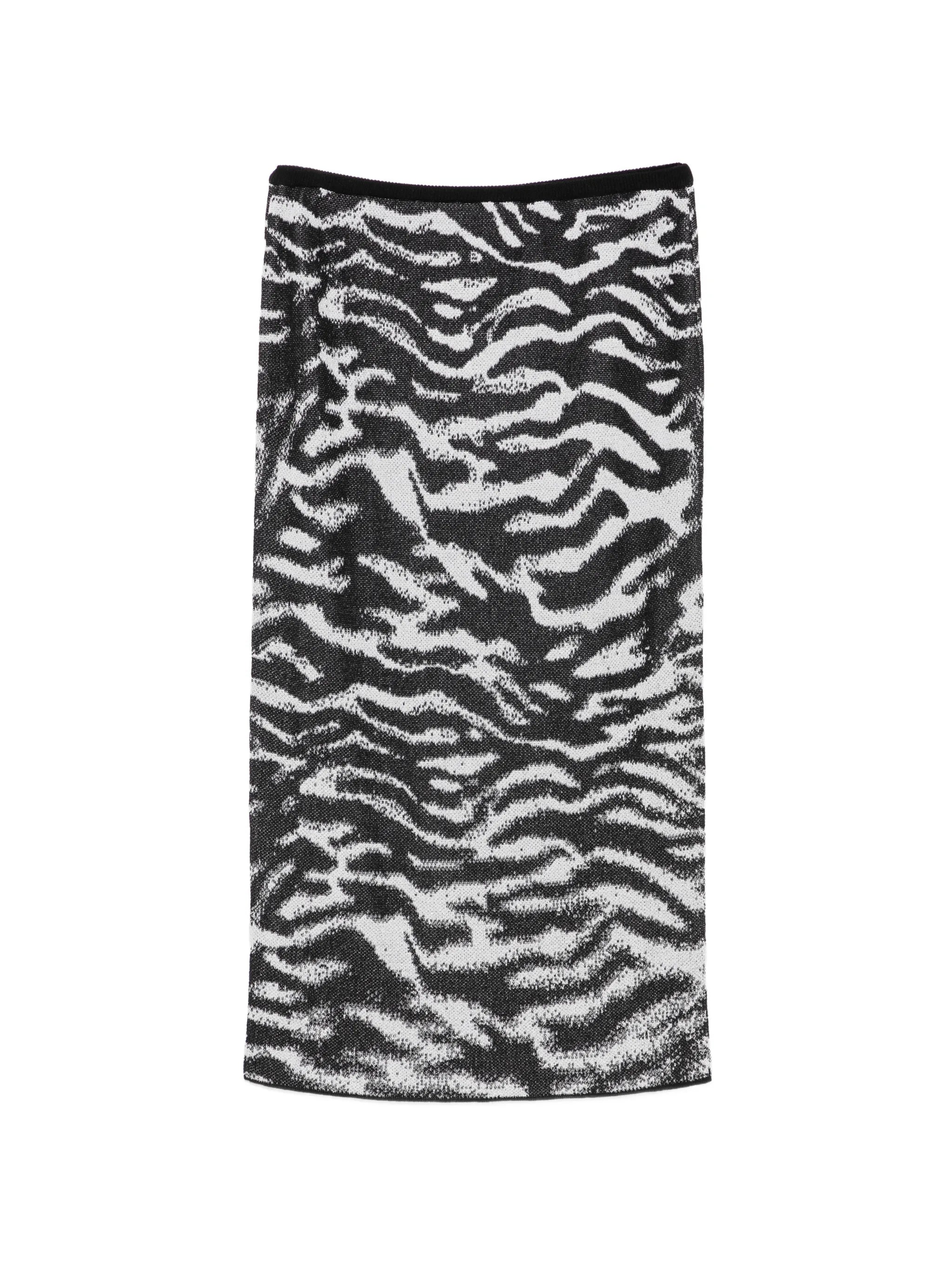 zebra-pattern jacquard-knit skirt