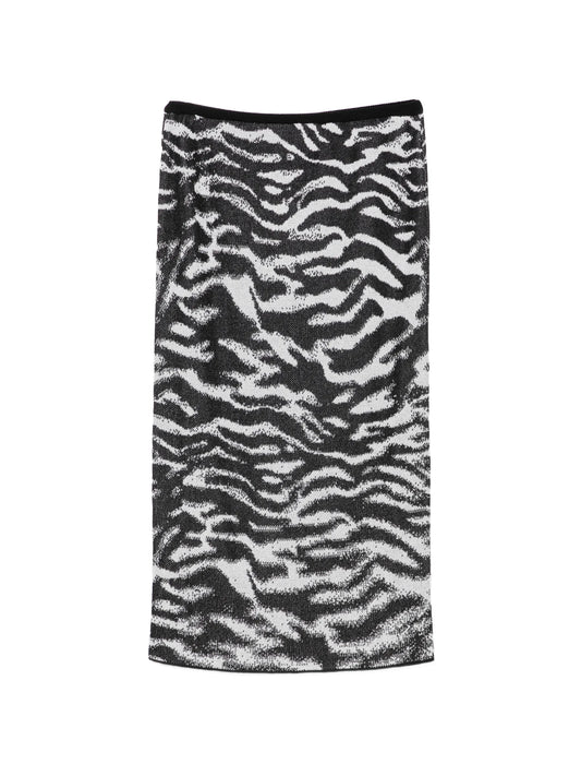 zebra-pattern jacquard-knit skirt