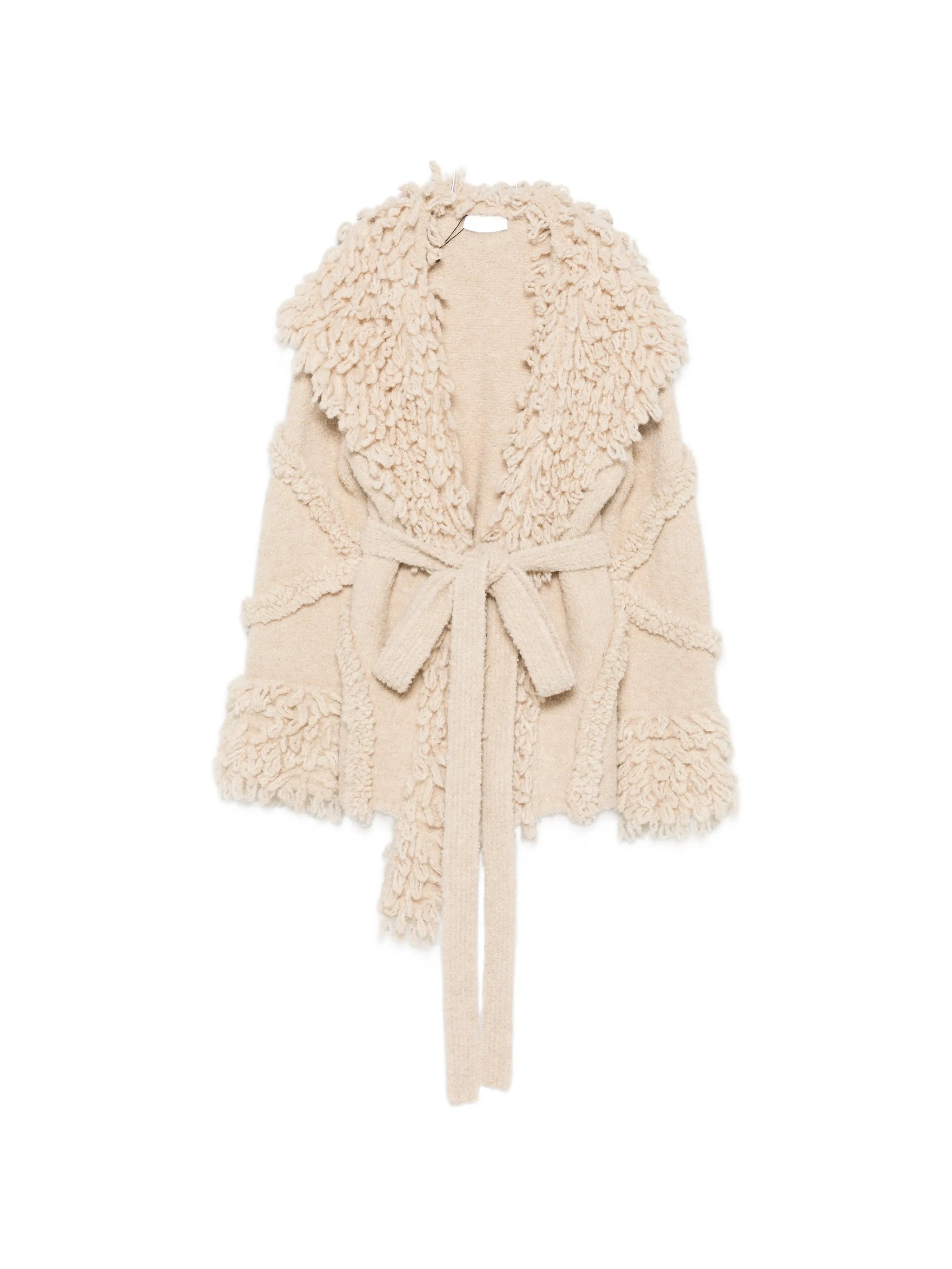 fringe-trim belted jacket