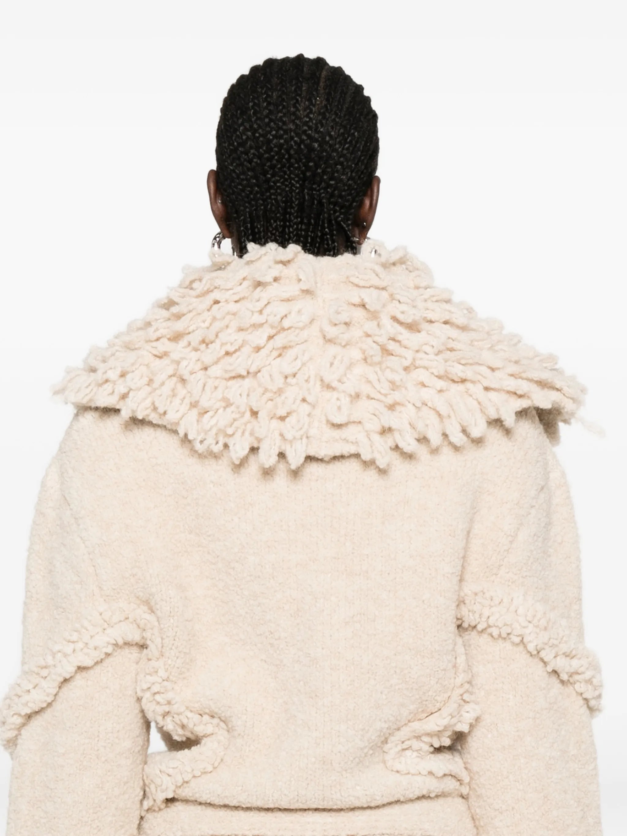 fringe-trim belted jacket