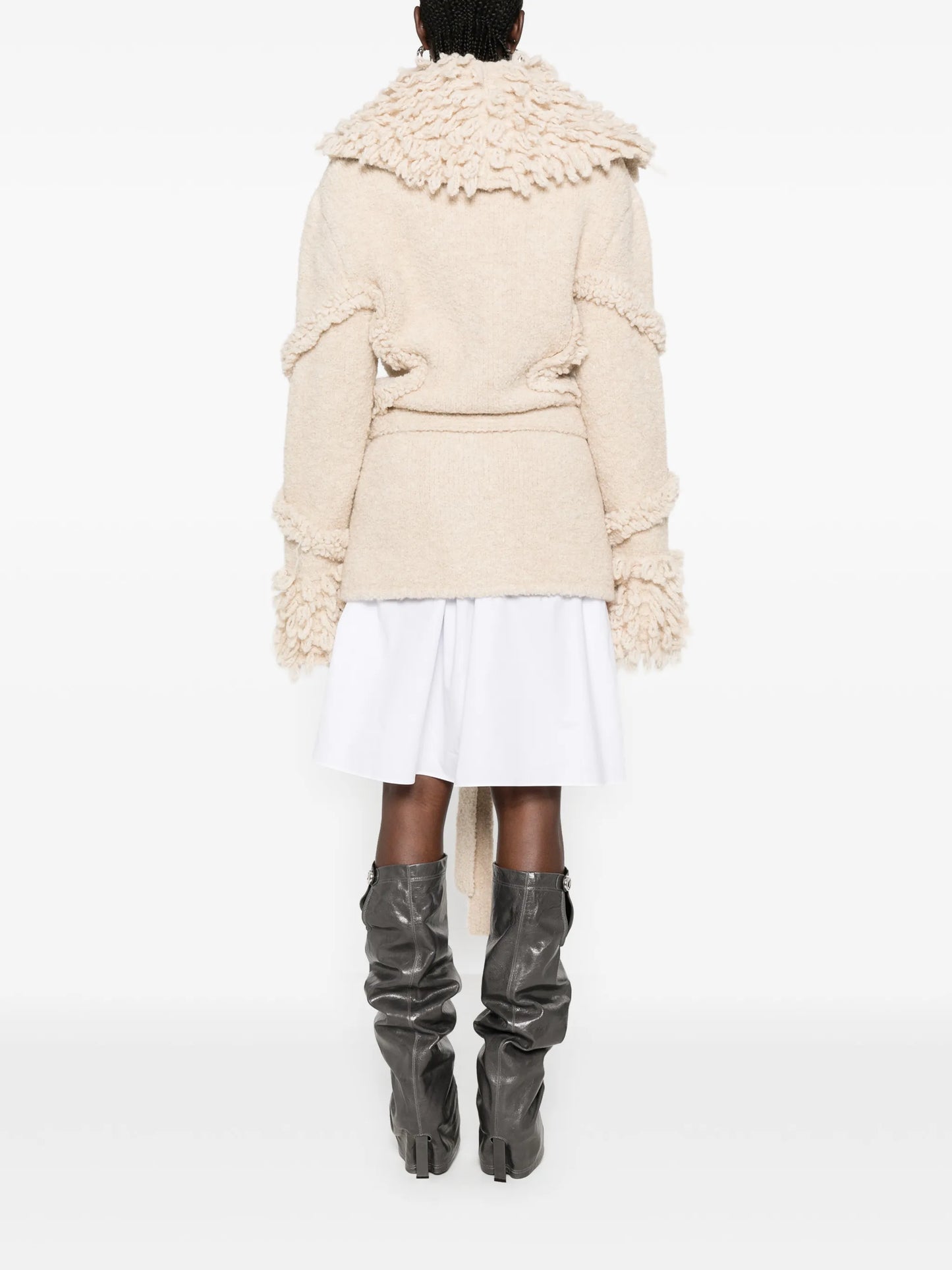 fringe-trim belted jacket