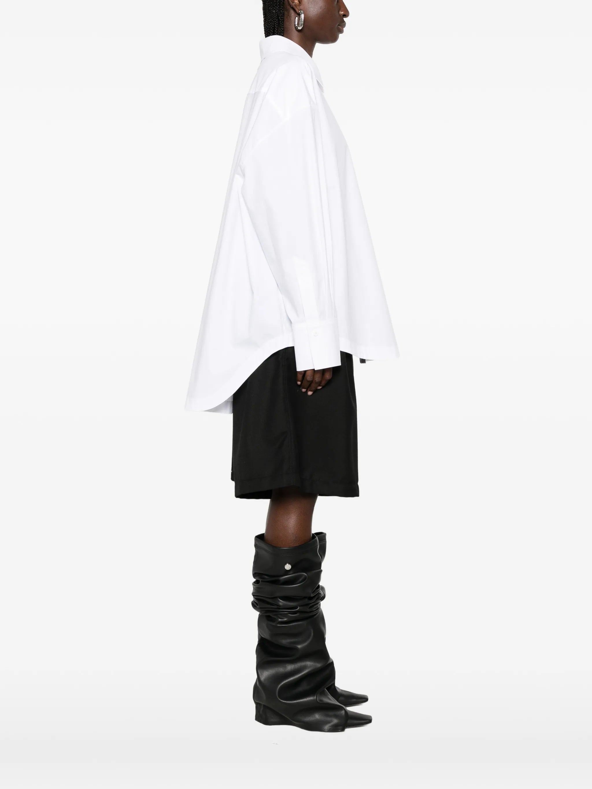 logo-embroidered oversized shirt