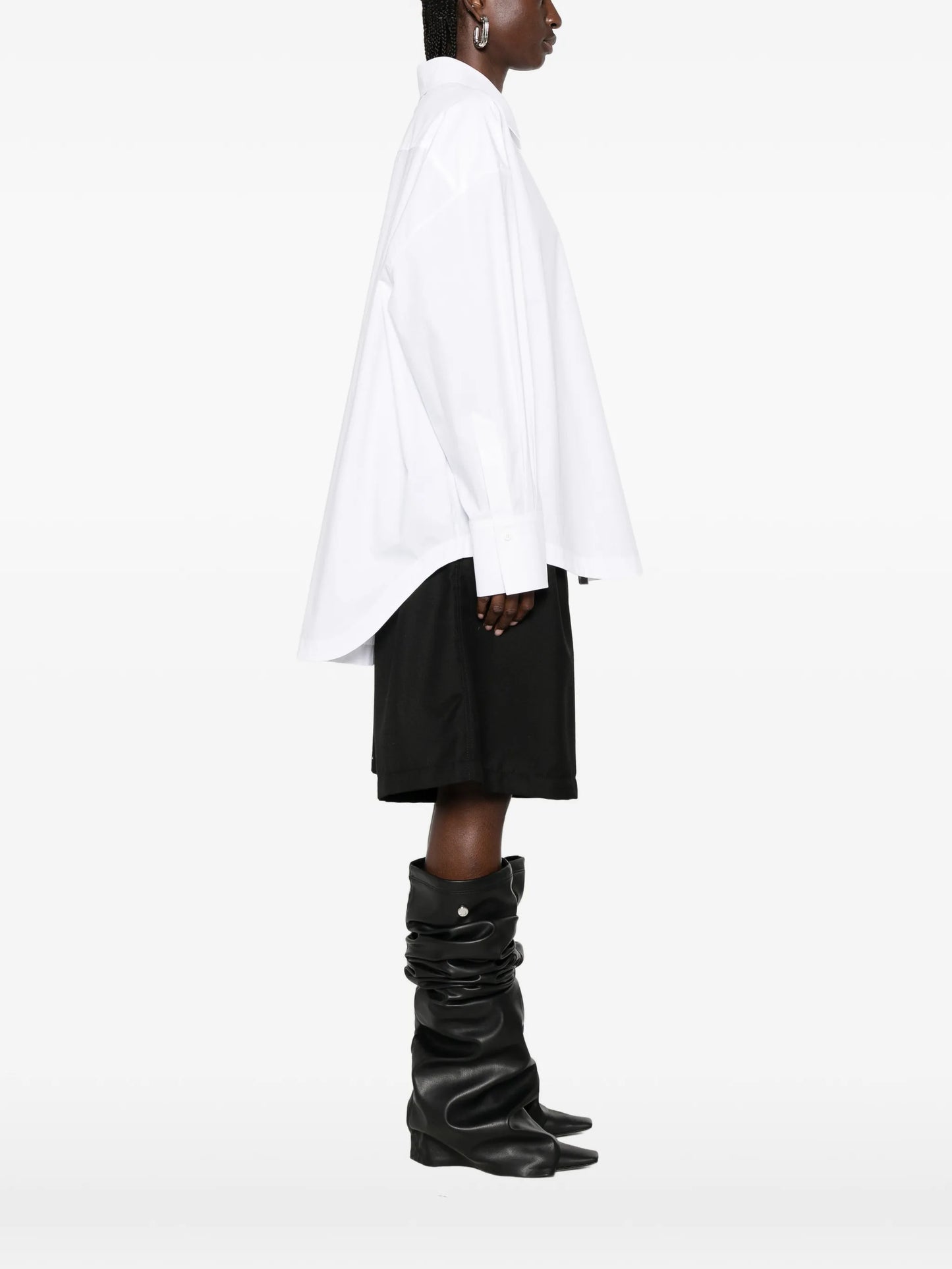 logo-embroidered oversized shirt