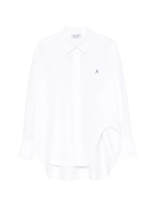 logo-embroidered oversized shirt