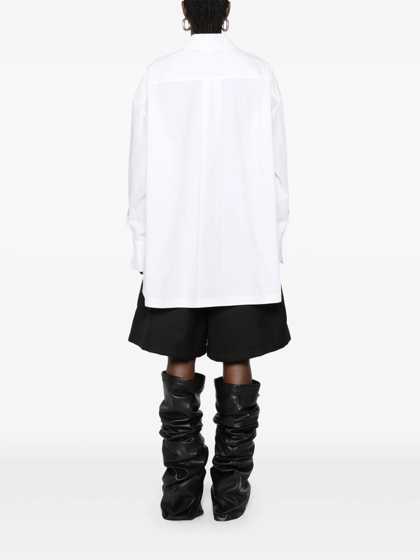 logo-embroidered oversized shirt