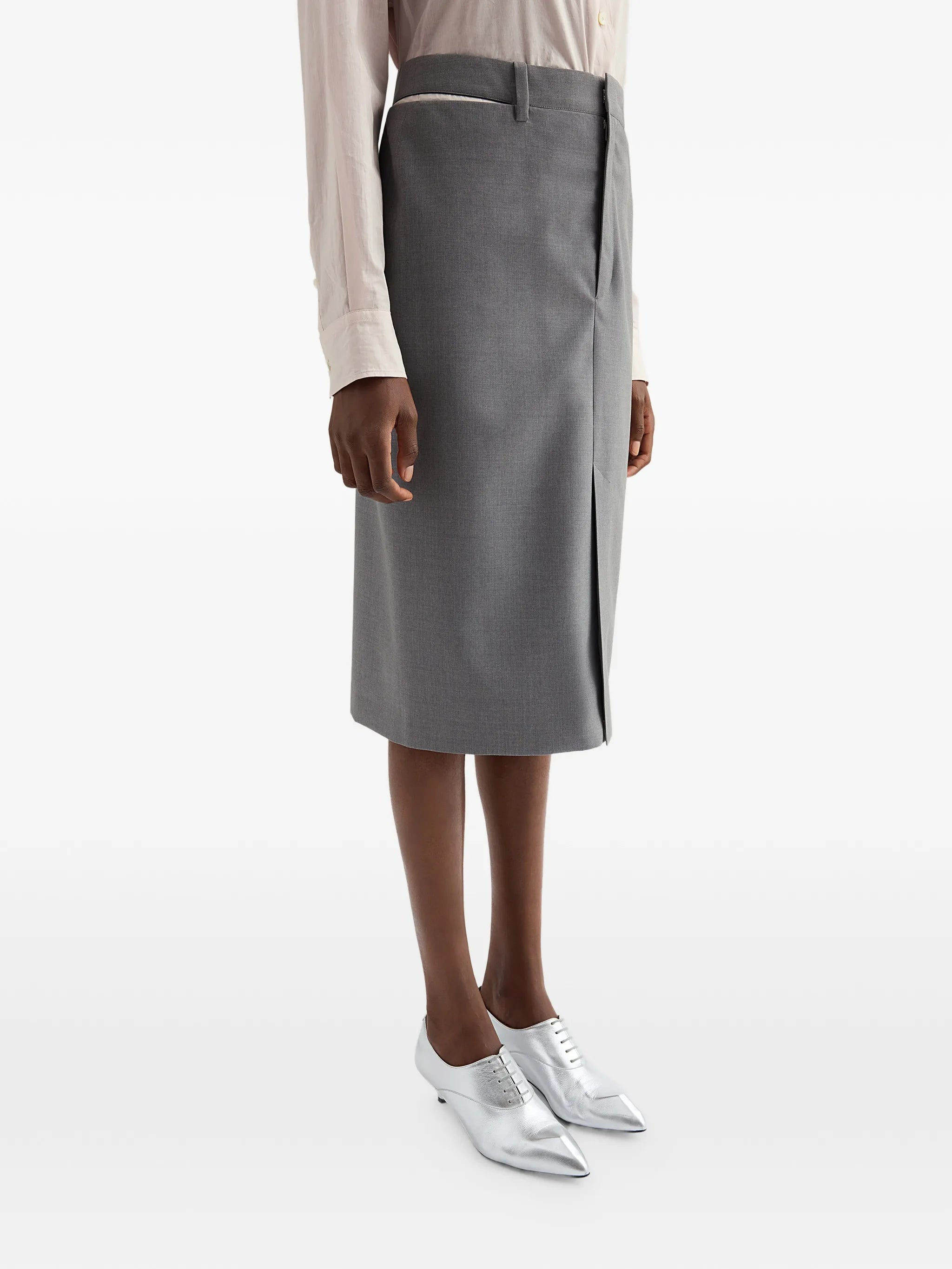 cut-out slit midi skirt