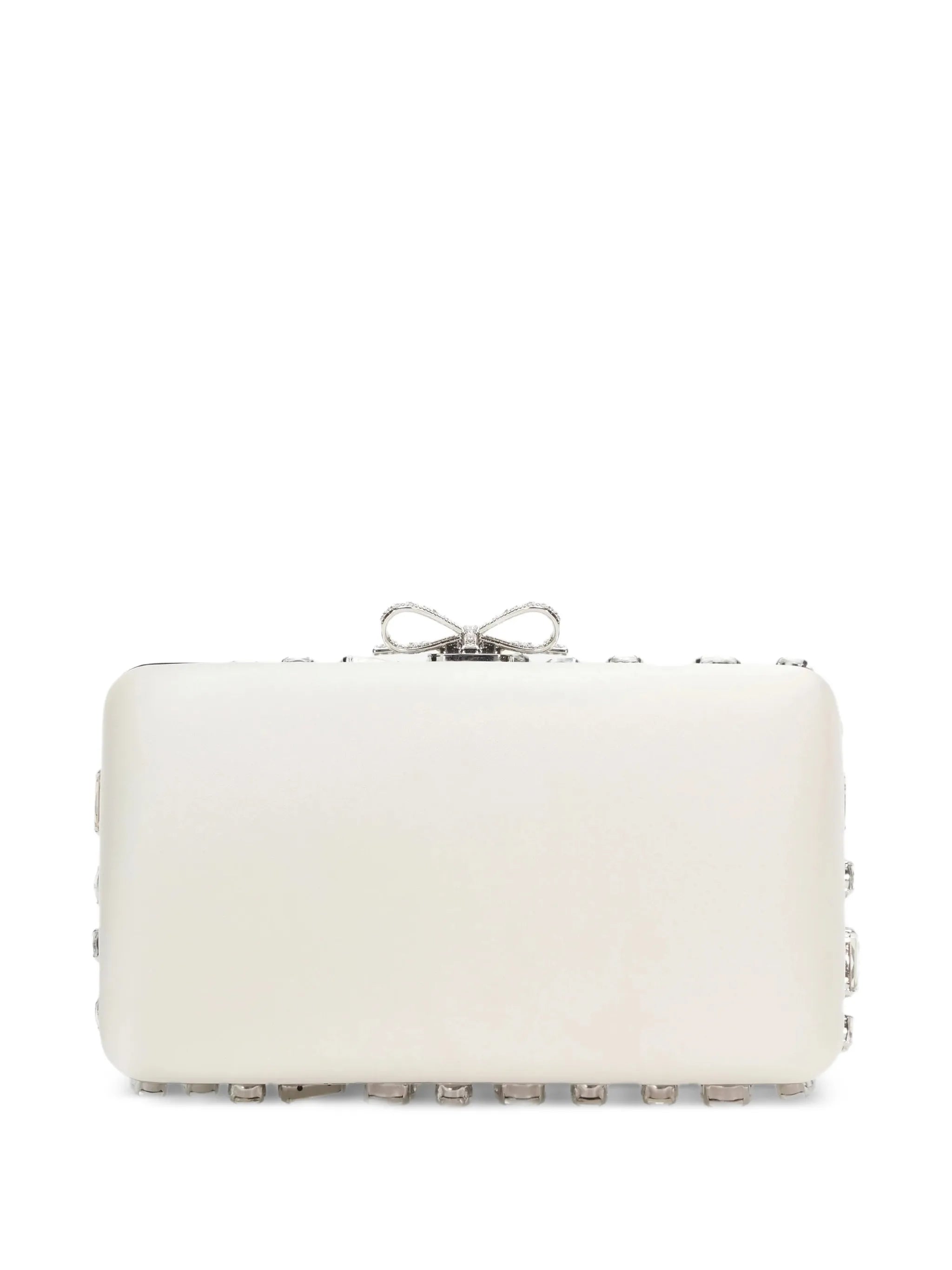 SELF-PORTRAIT CREAM SATIN CRYSTAL CLUTCH
