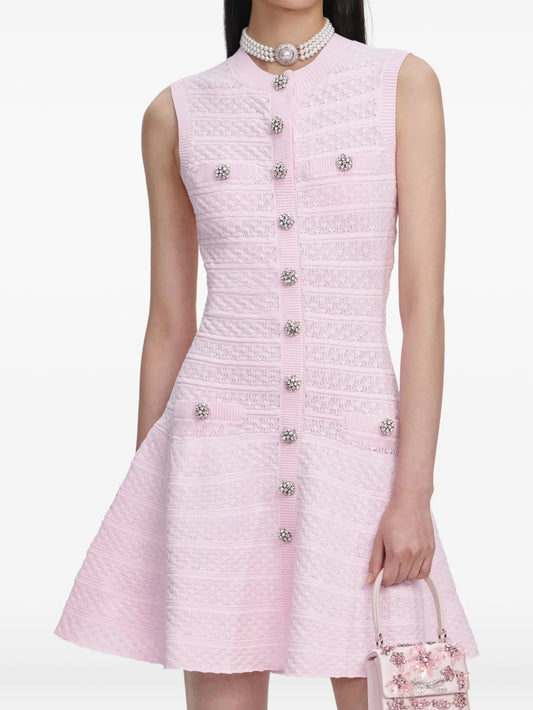 pointelle-knit mini dress