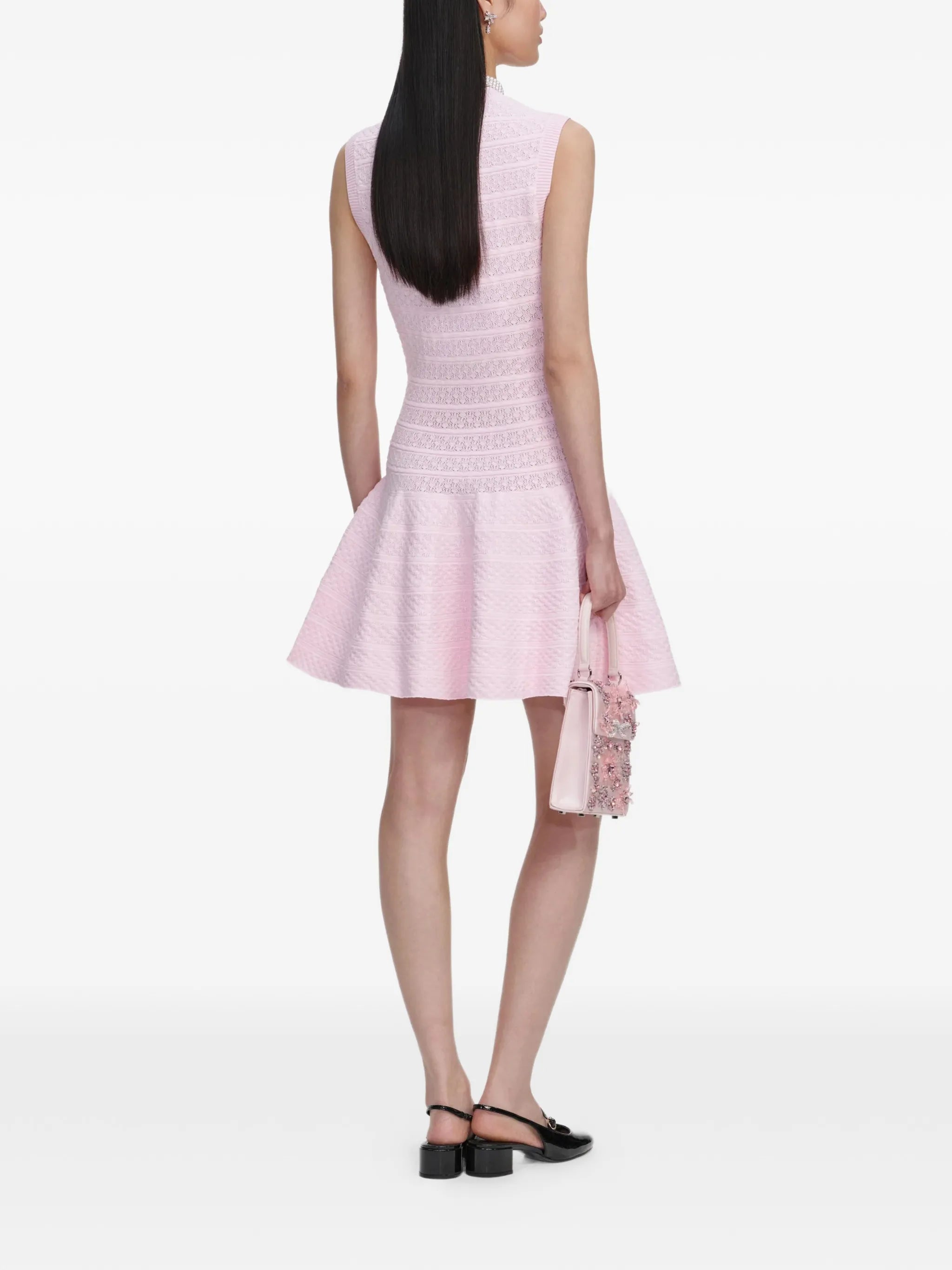 pointelle-knit mini dress