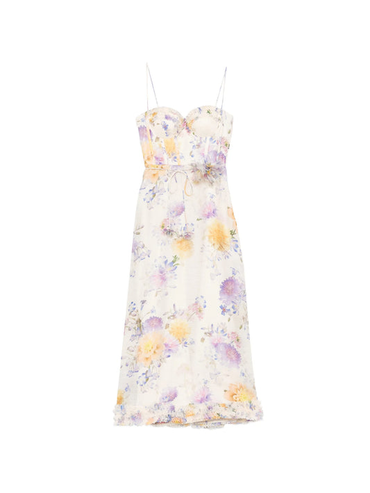 floral tie-waist midi dress